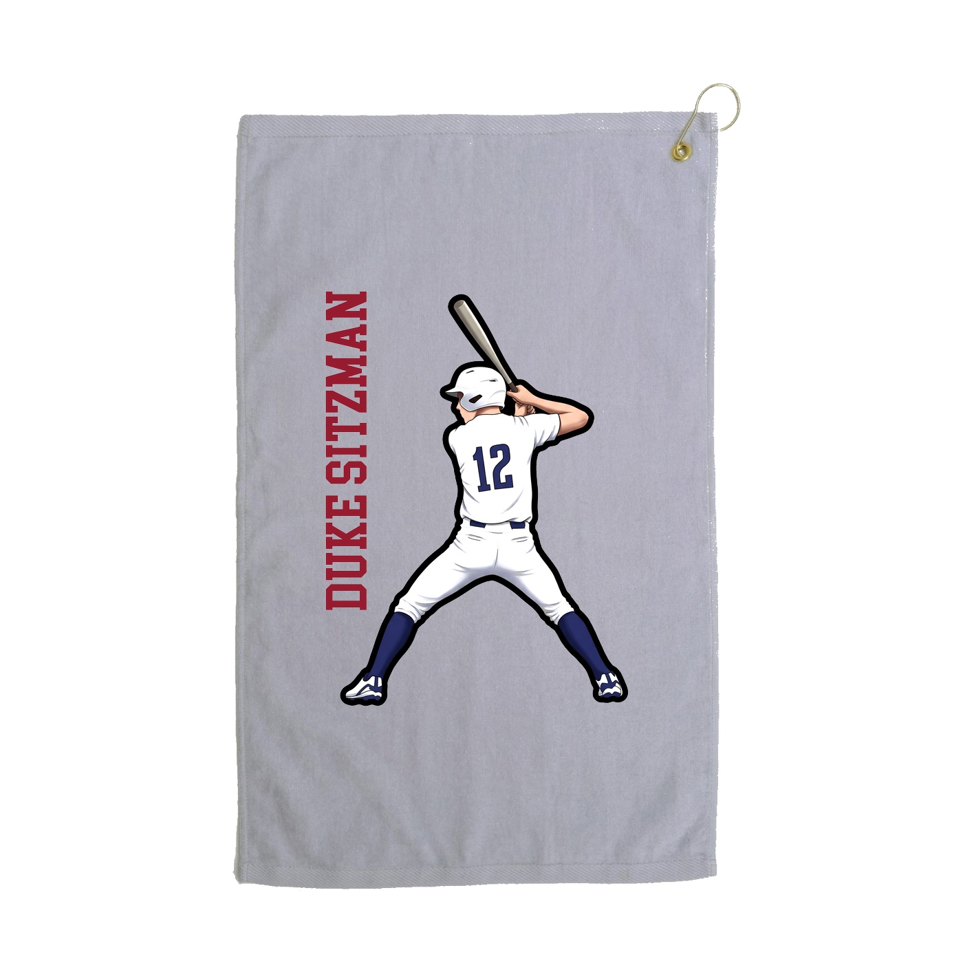 Golf Towel — Name Vertical in Grey
