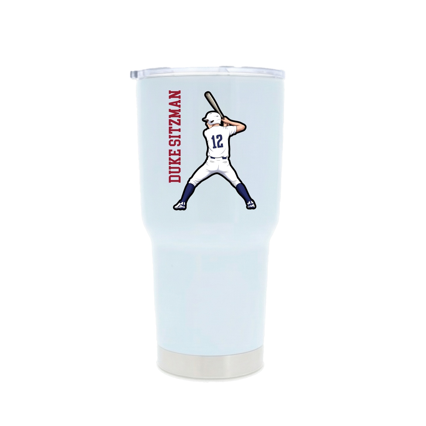 30oz Stainless Steel Tumbler — Name Vertical in White