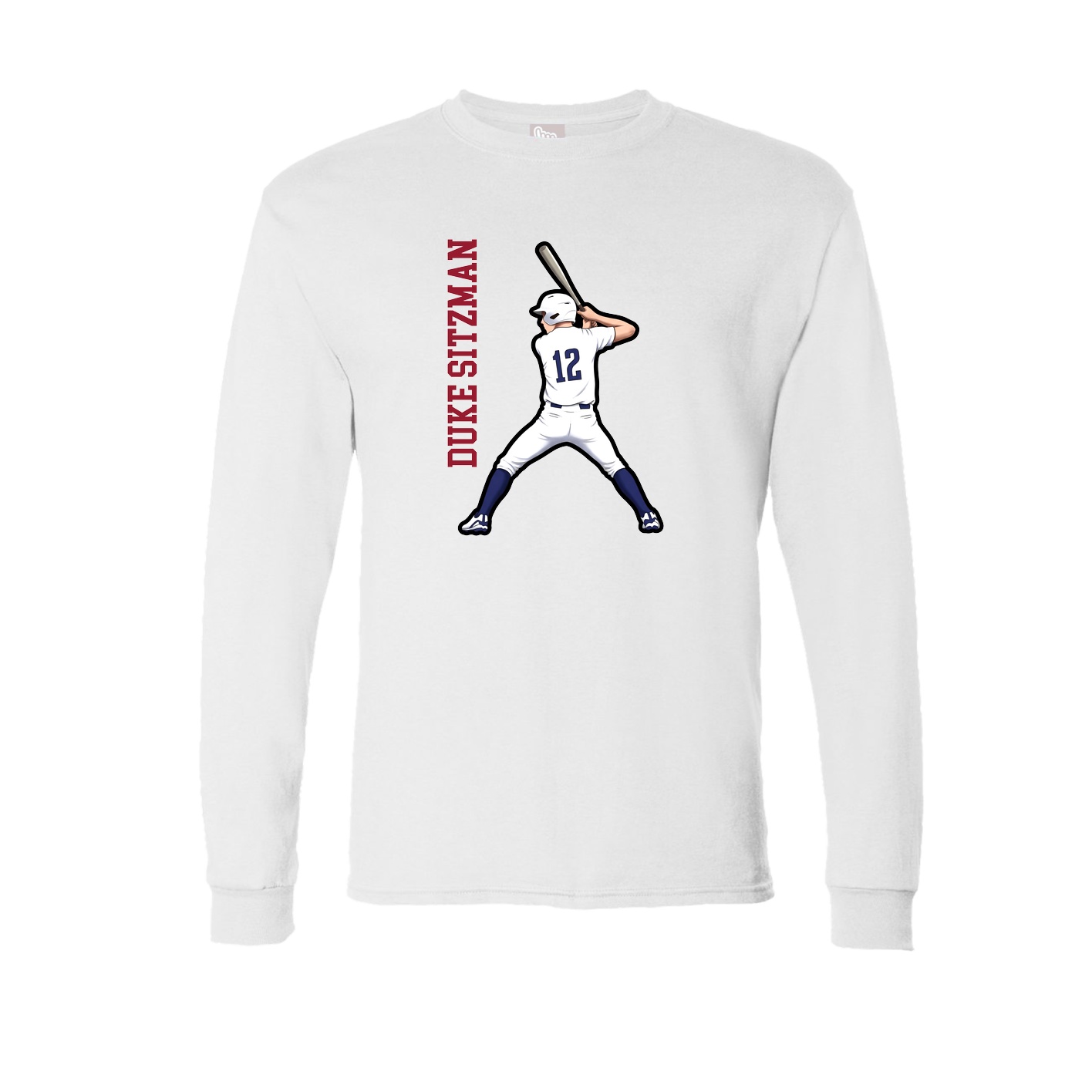 Long Sleeve Tee — Name Vertical in White