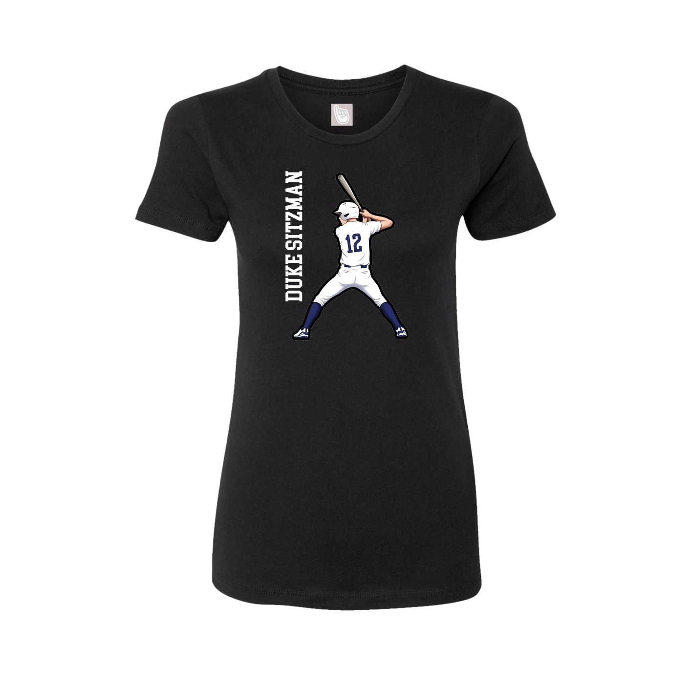 Fitted Women's Tee — Name Vertical in Black