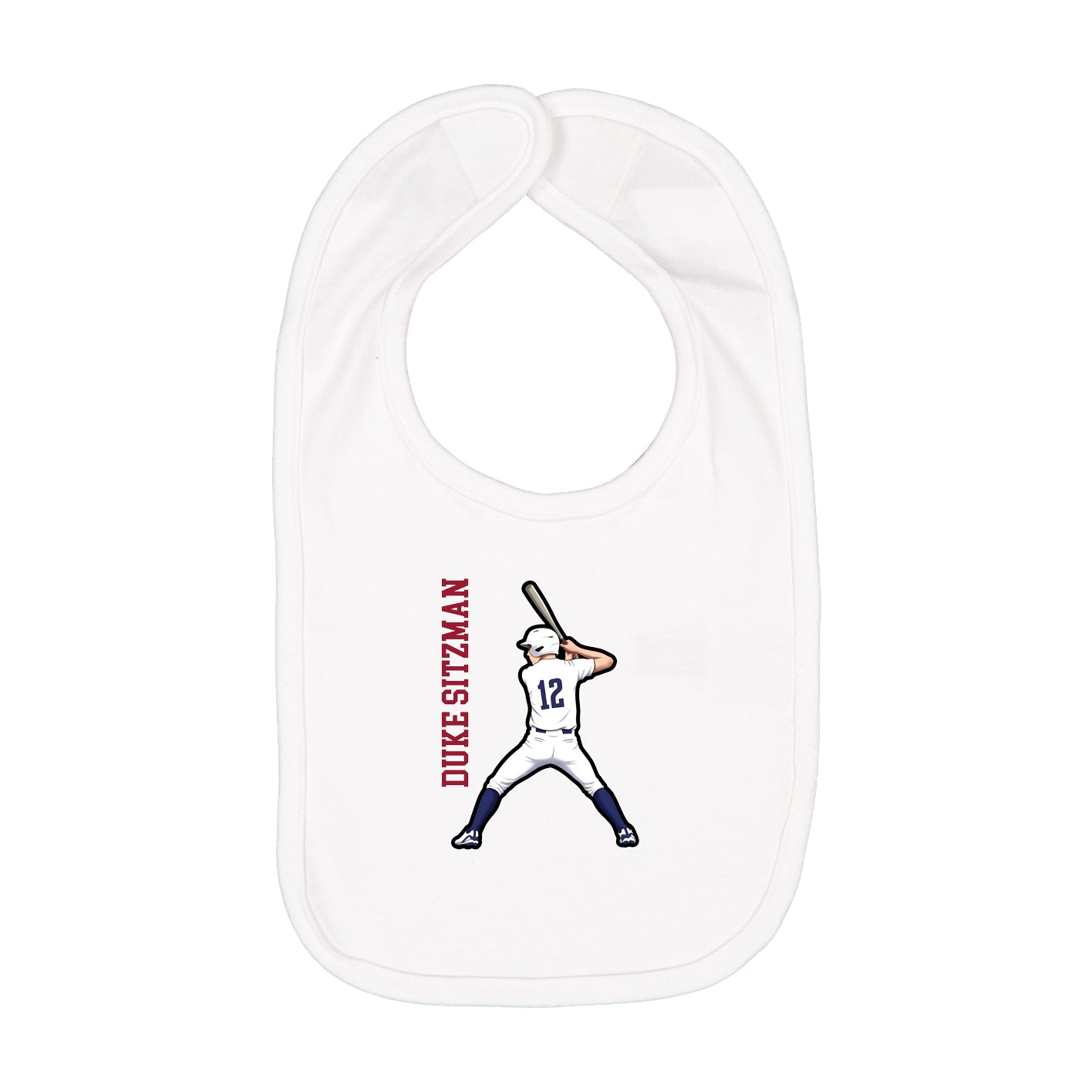 Infant Bib — Name Vertical in White