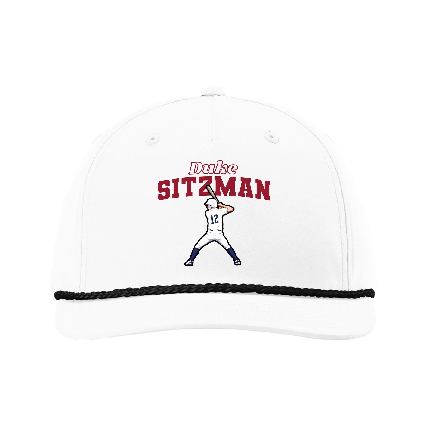 Five-Panel Classic Rope Cap — Name Arch in White