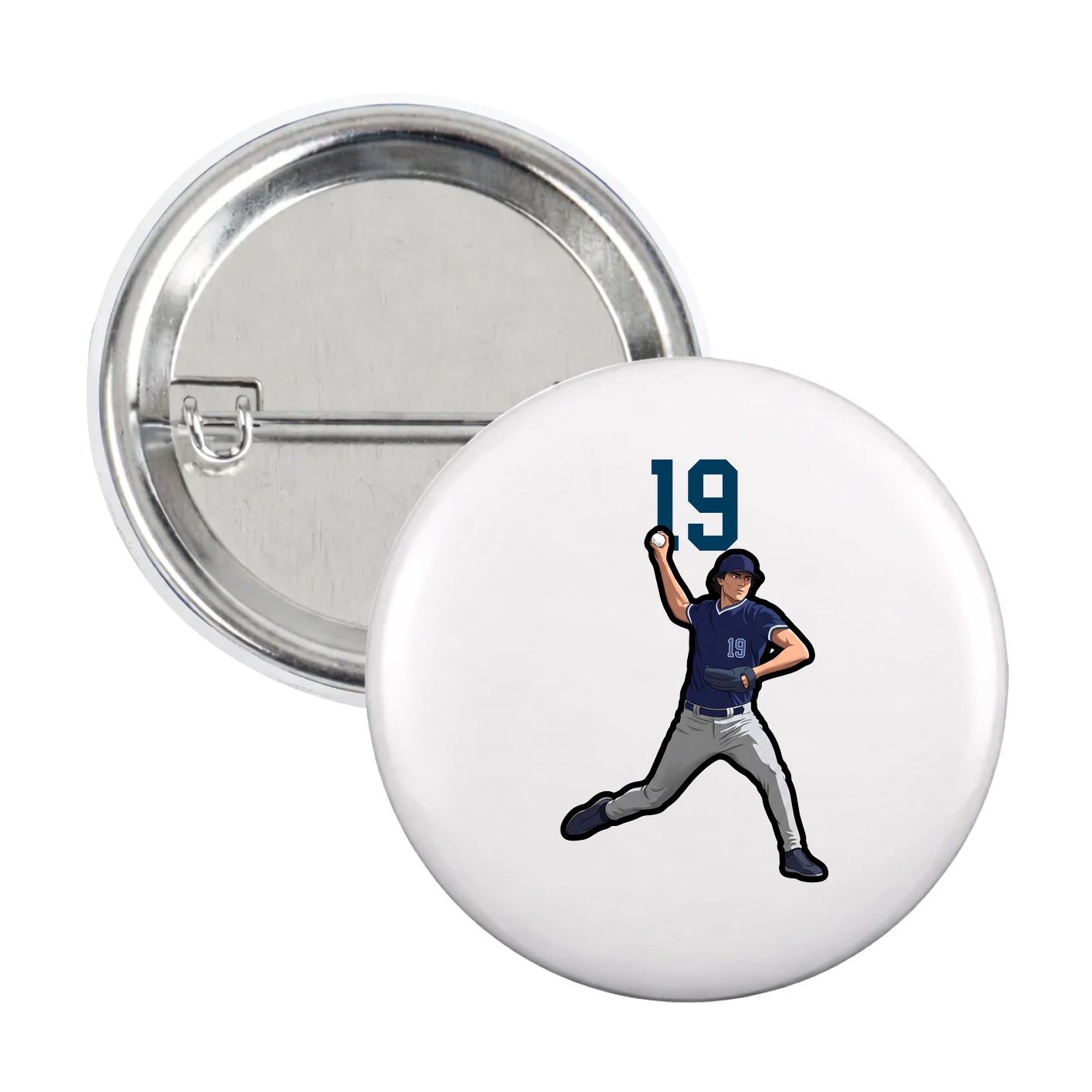 Game Day Button — Number Top in White