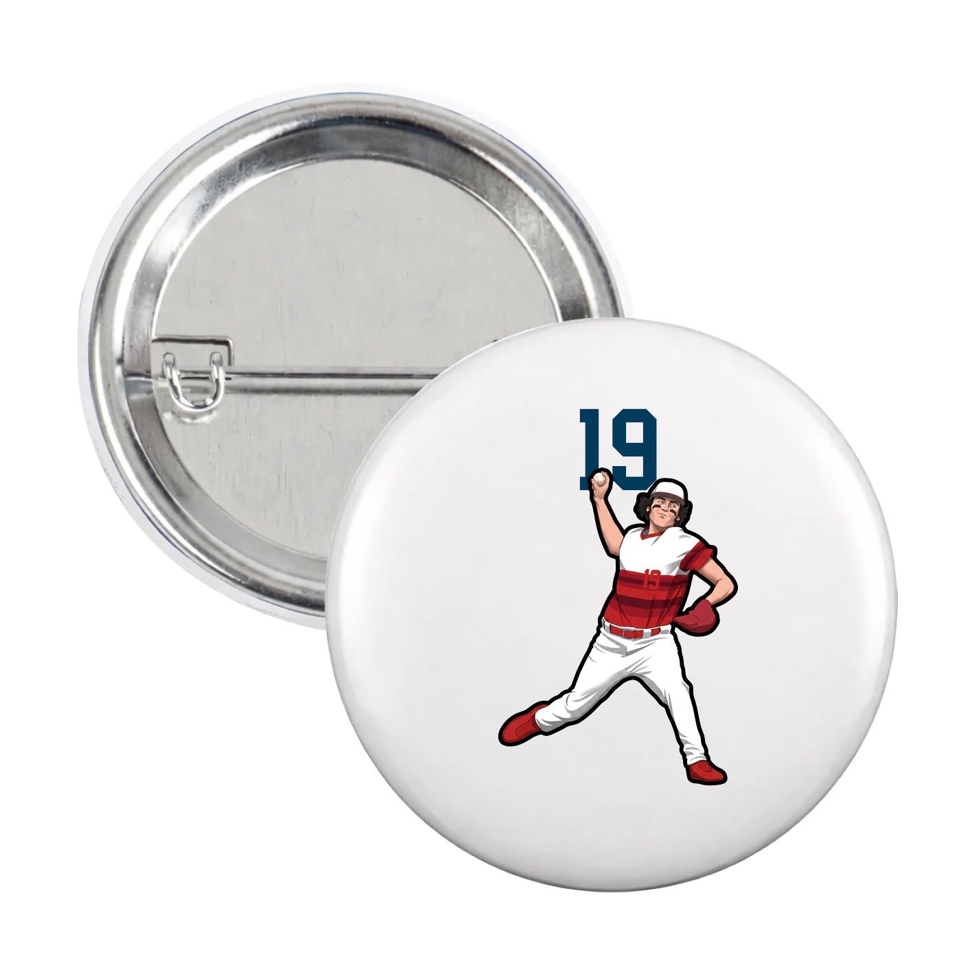 Game Day Button — Number Top in White