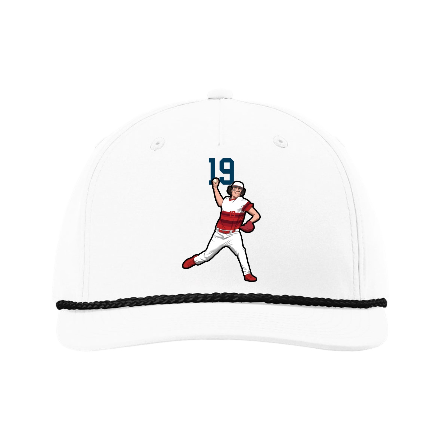 Five-Panel Classic Rope Cap — Number Top in White