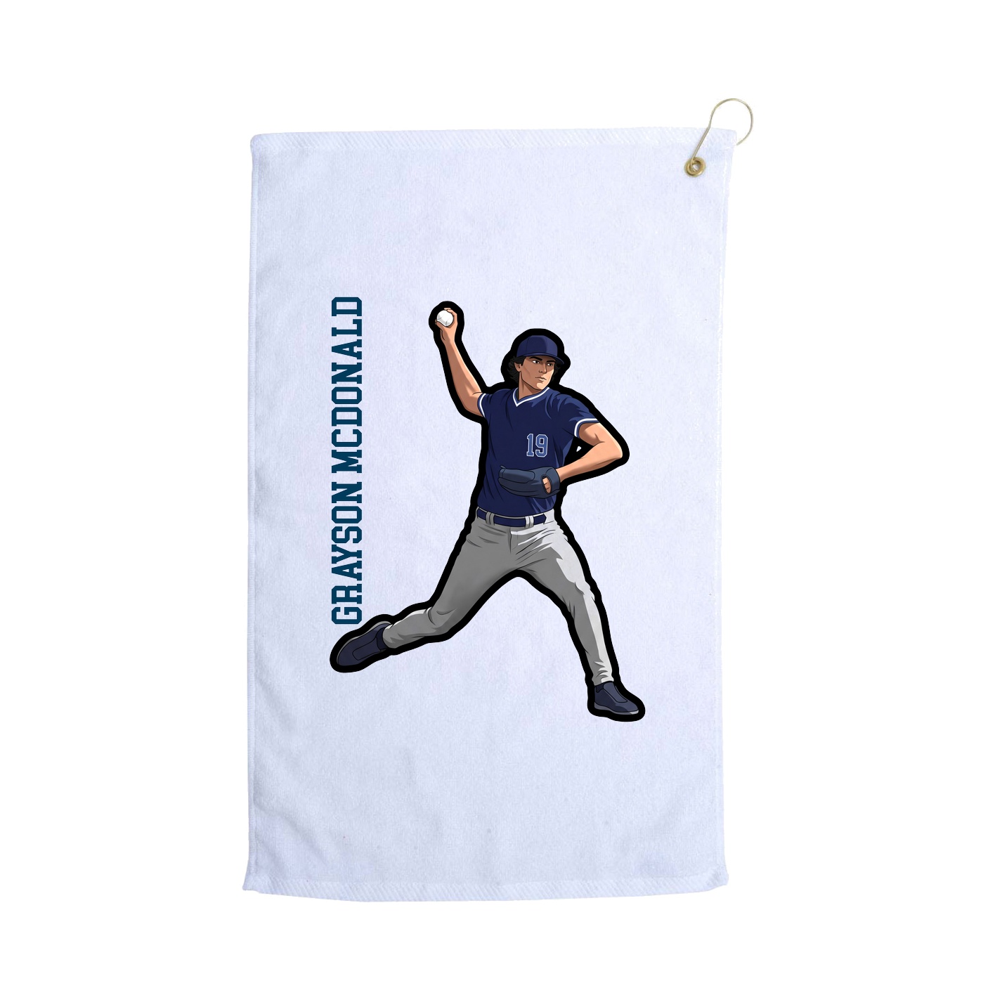 Golf Towel — Name Vertical in White