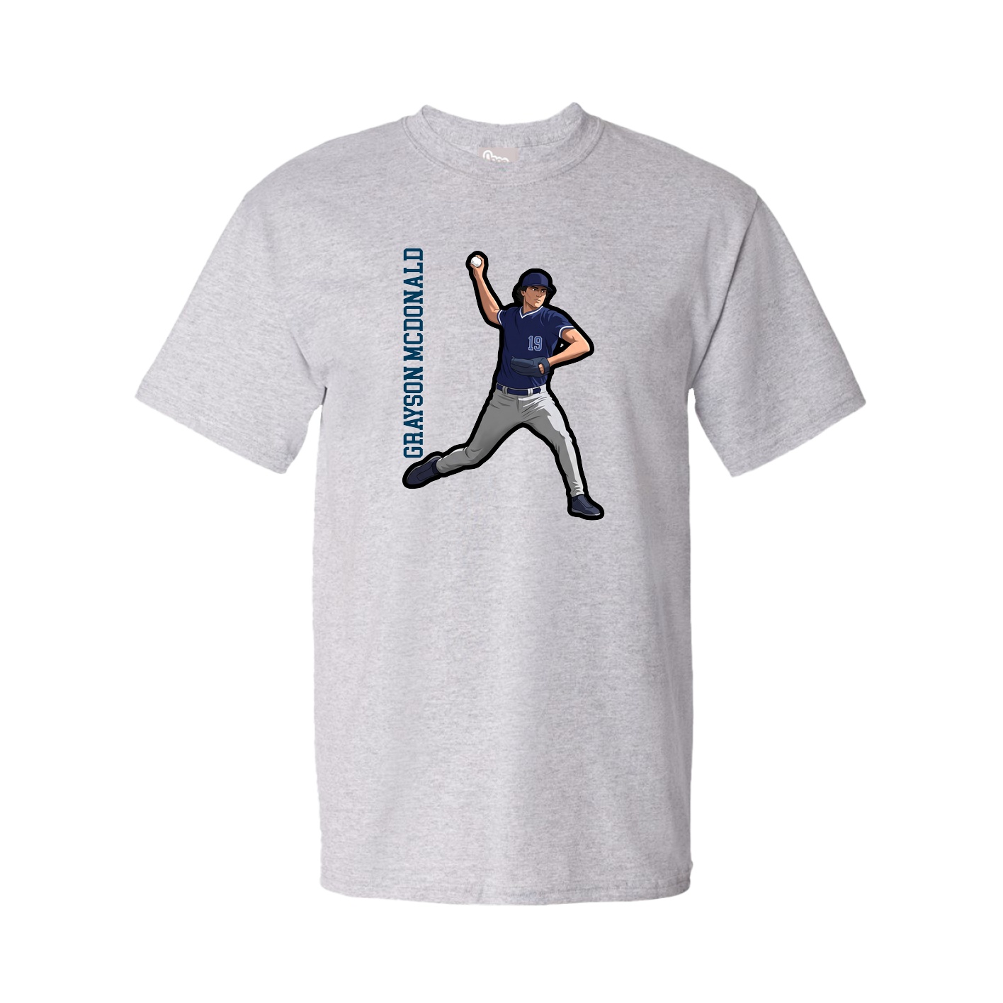Tee — Name Vertical in Grey