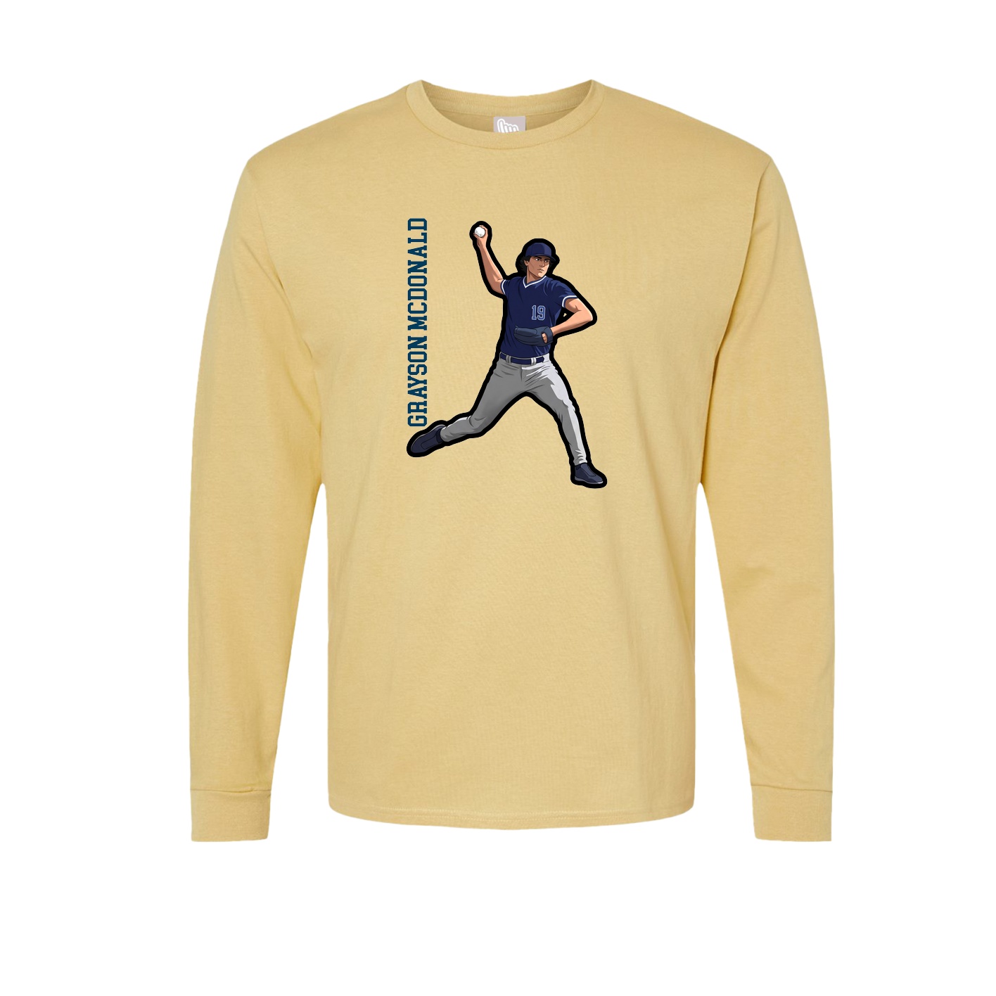 Long Sleeve Tee — Name Vertical in Vegas Gold