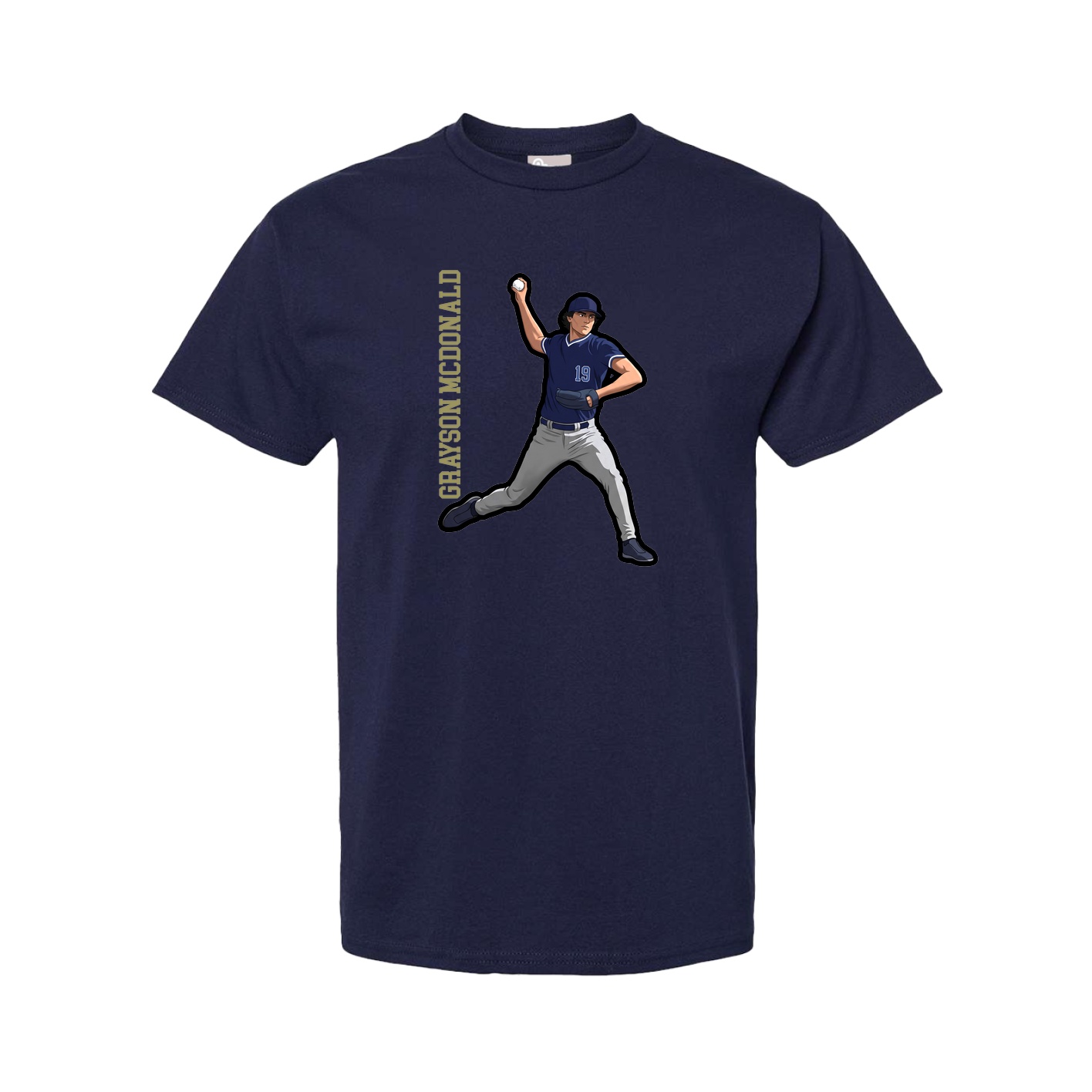 Youth Tee — Name Vertical in Navy