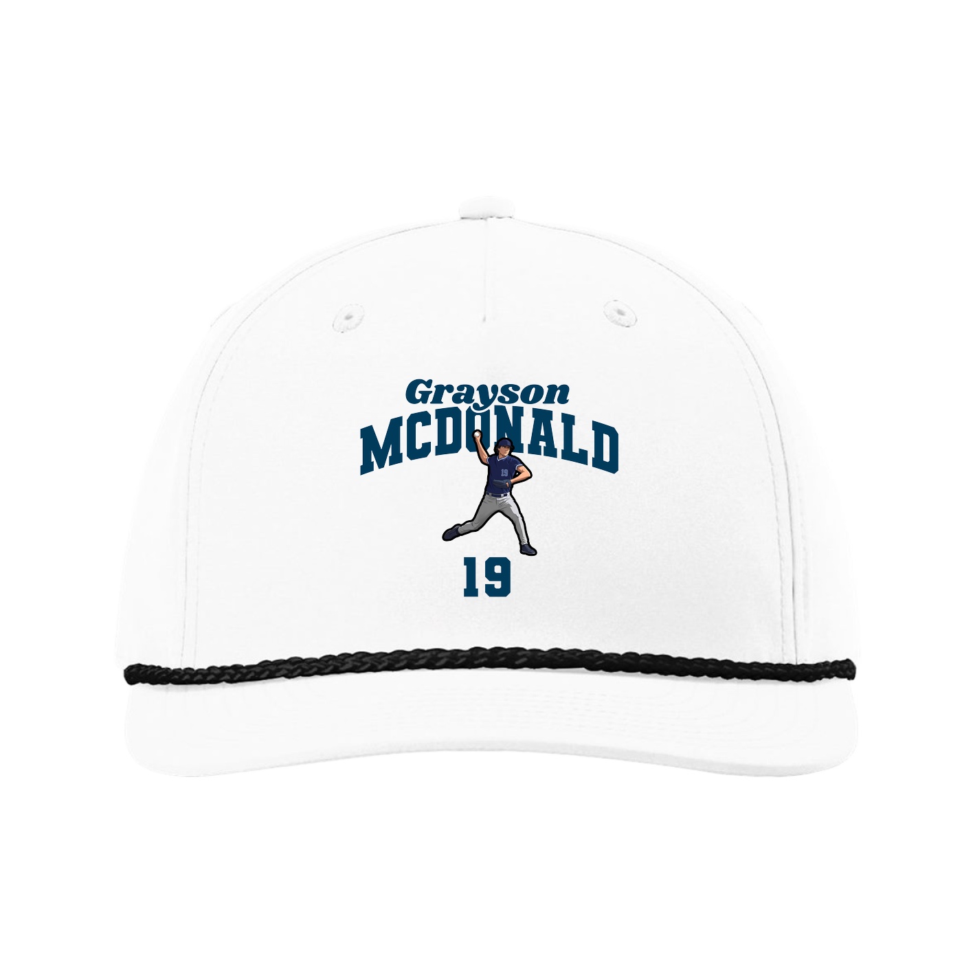 Five-Panel Classic Rope Cap — Signature Arch in White