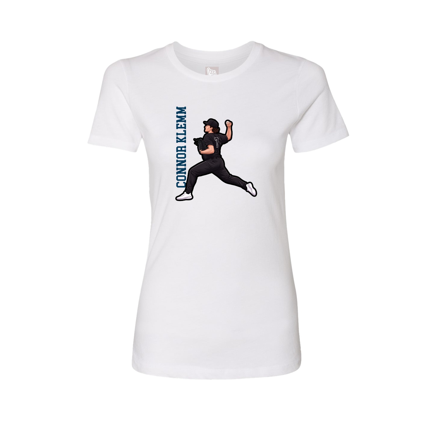 Fitted Women's Tee — Name Vertical in White