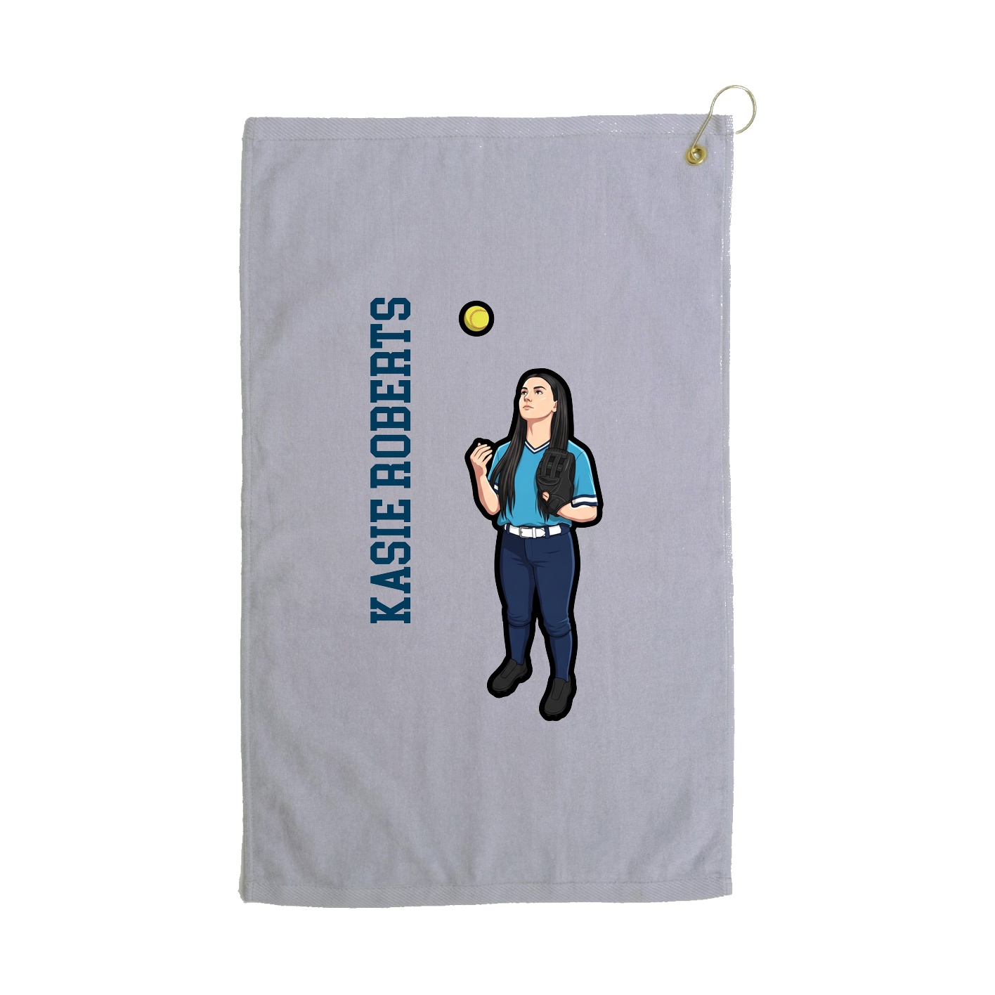 Golf Towel — Name Vertical in Grey