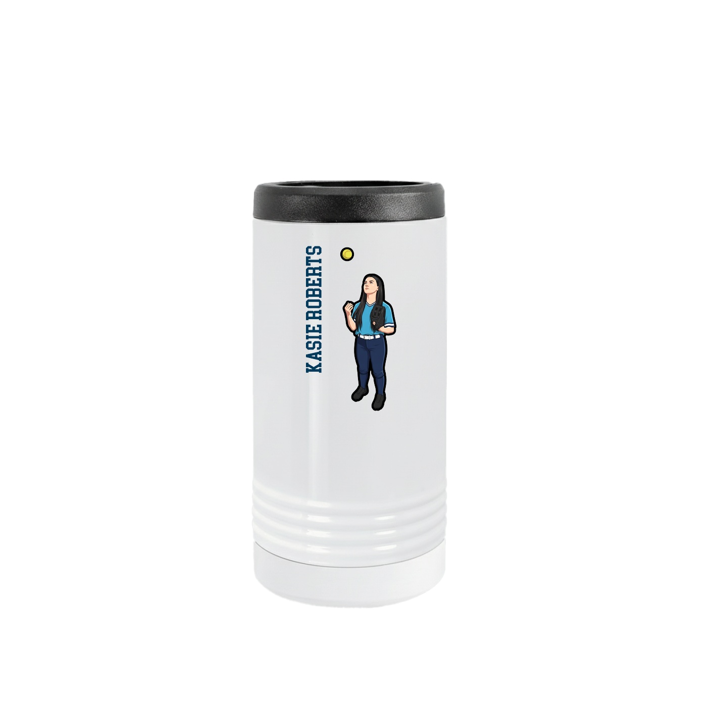 Slim Beverage Holder — Name Vertical in White