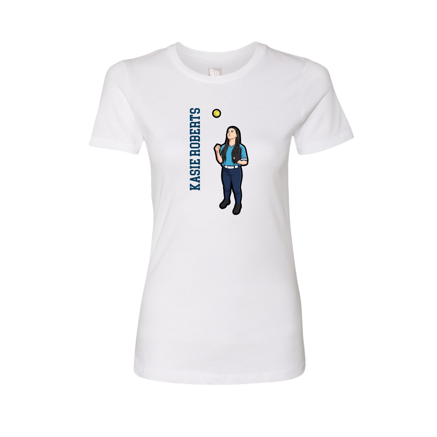 Fitted Women's Tee — Name Vertical in White