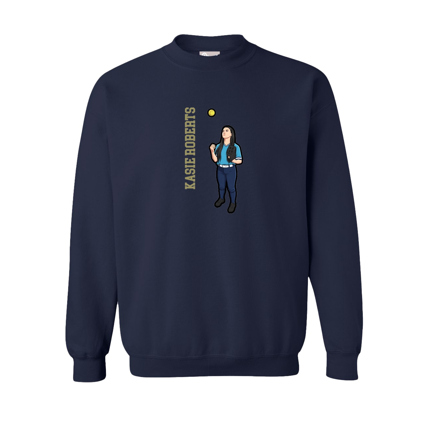Fleece Crew — Name Vertical in Navy