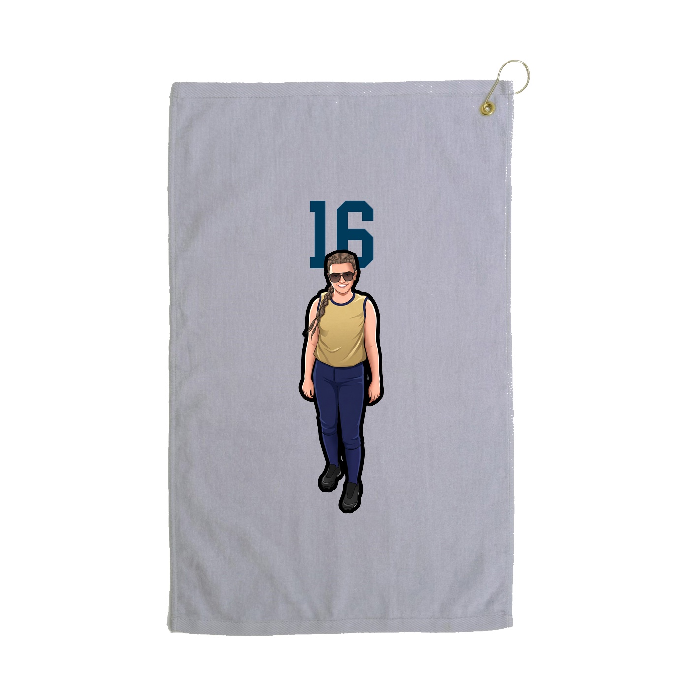 Golf Towel — Number Top in Grey