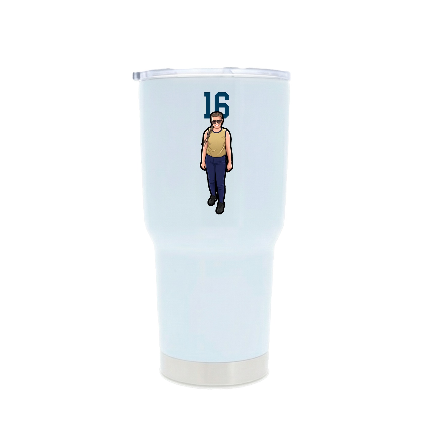 30oz Stainless Steel Tumbler — Number Top in White