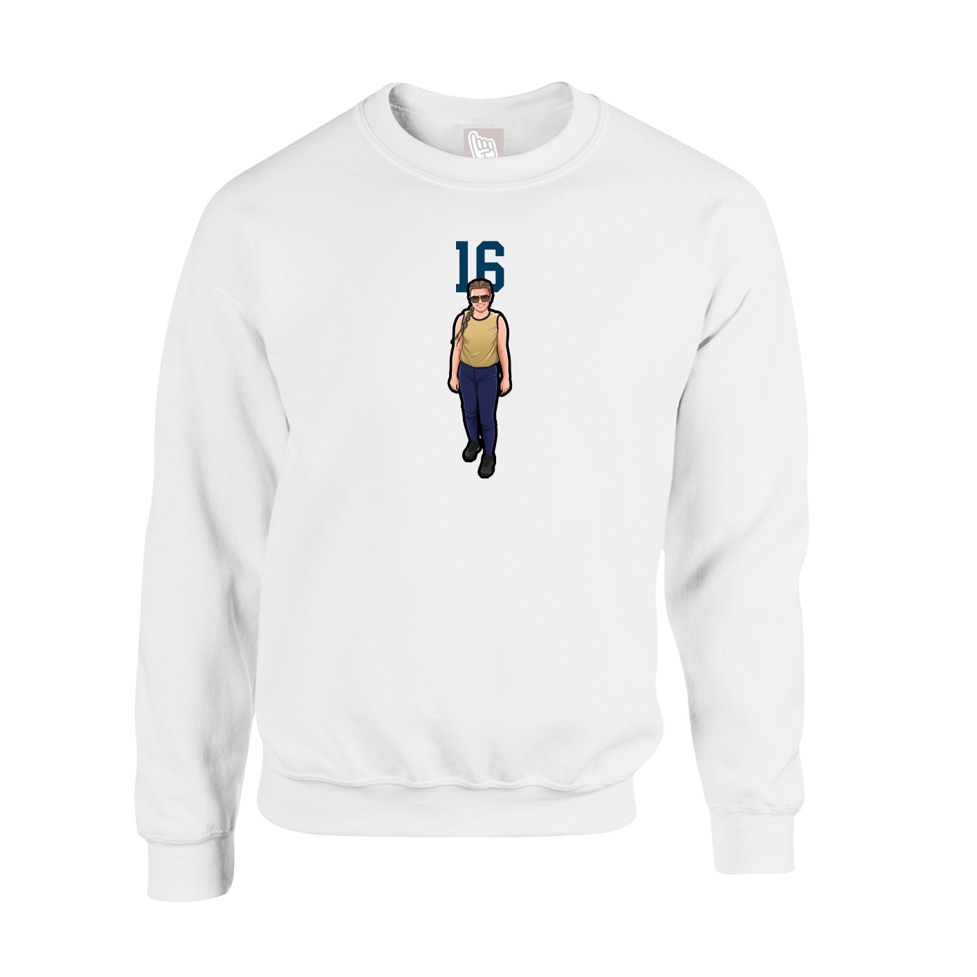 Fleece Crew — Number Top in White