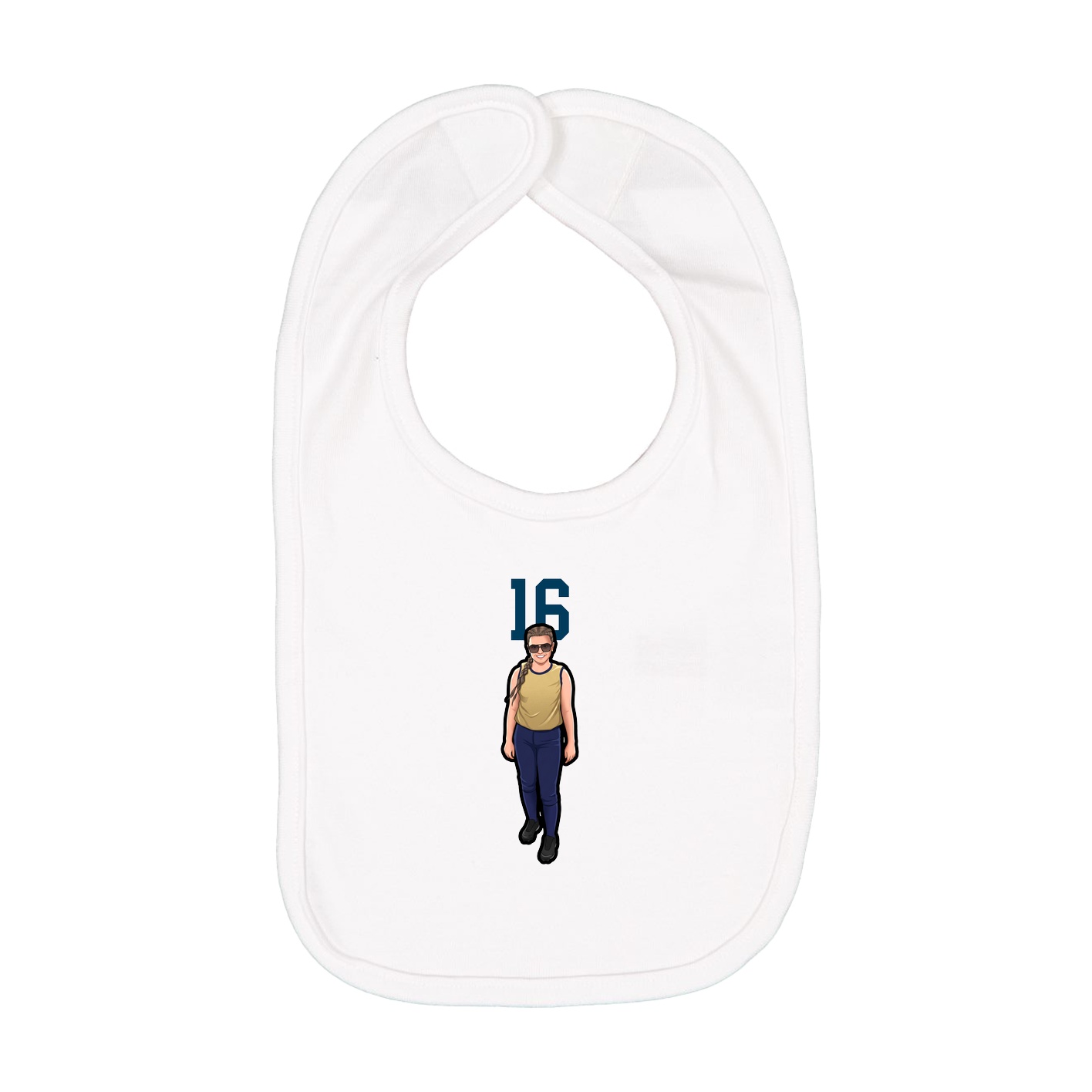 Infant Bib — Number Top in White