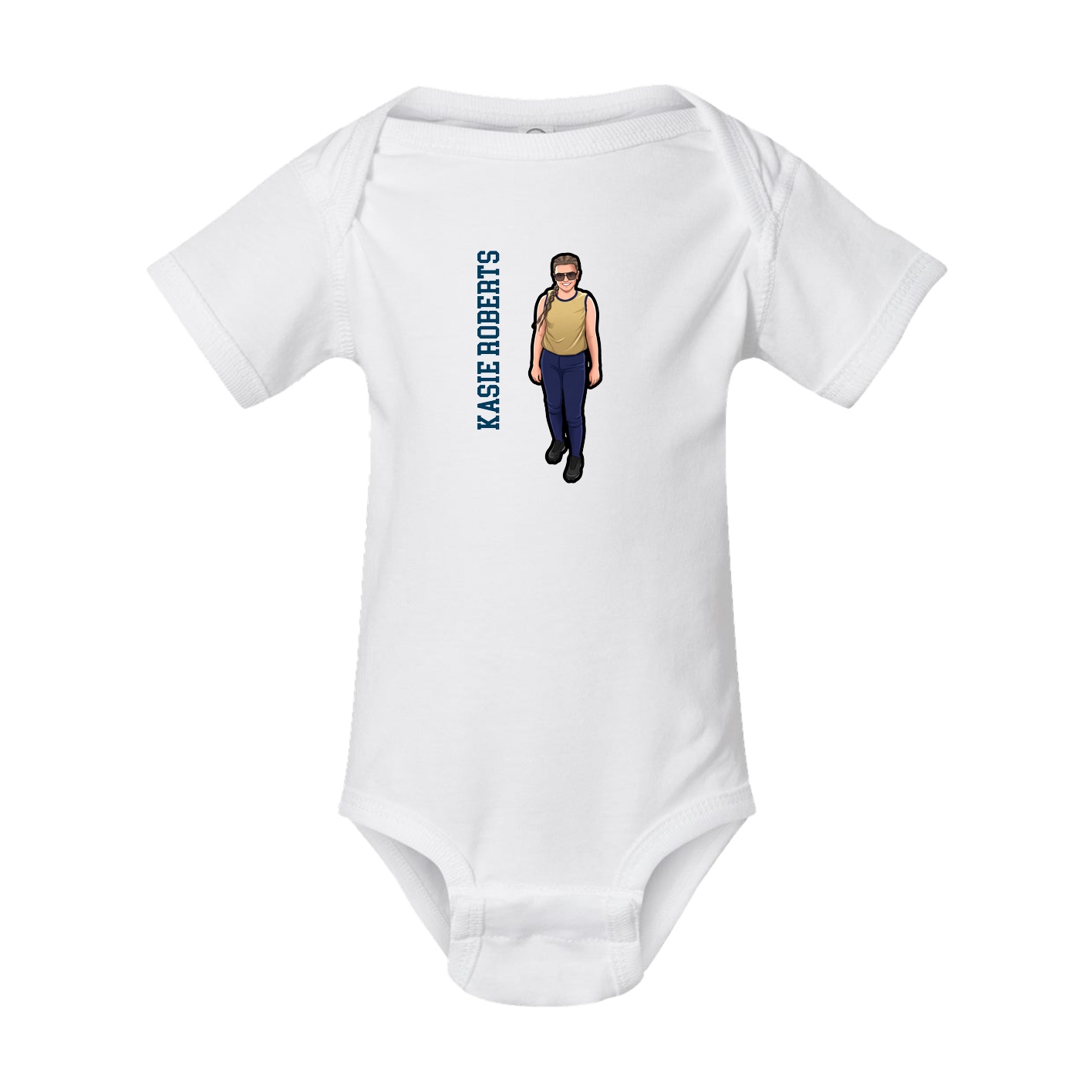 Baby Onesie — Name Vertical in White