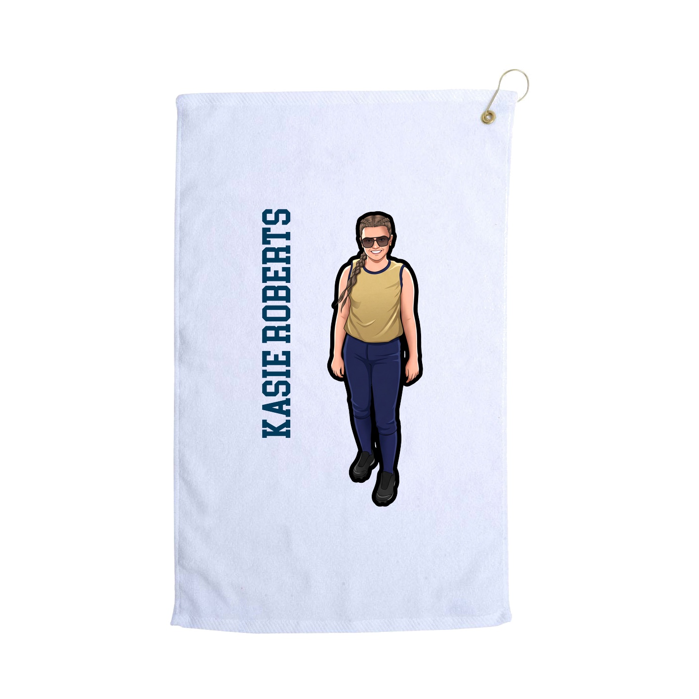 Golf Towel — Name Vertical in White