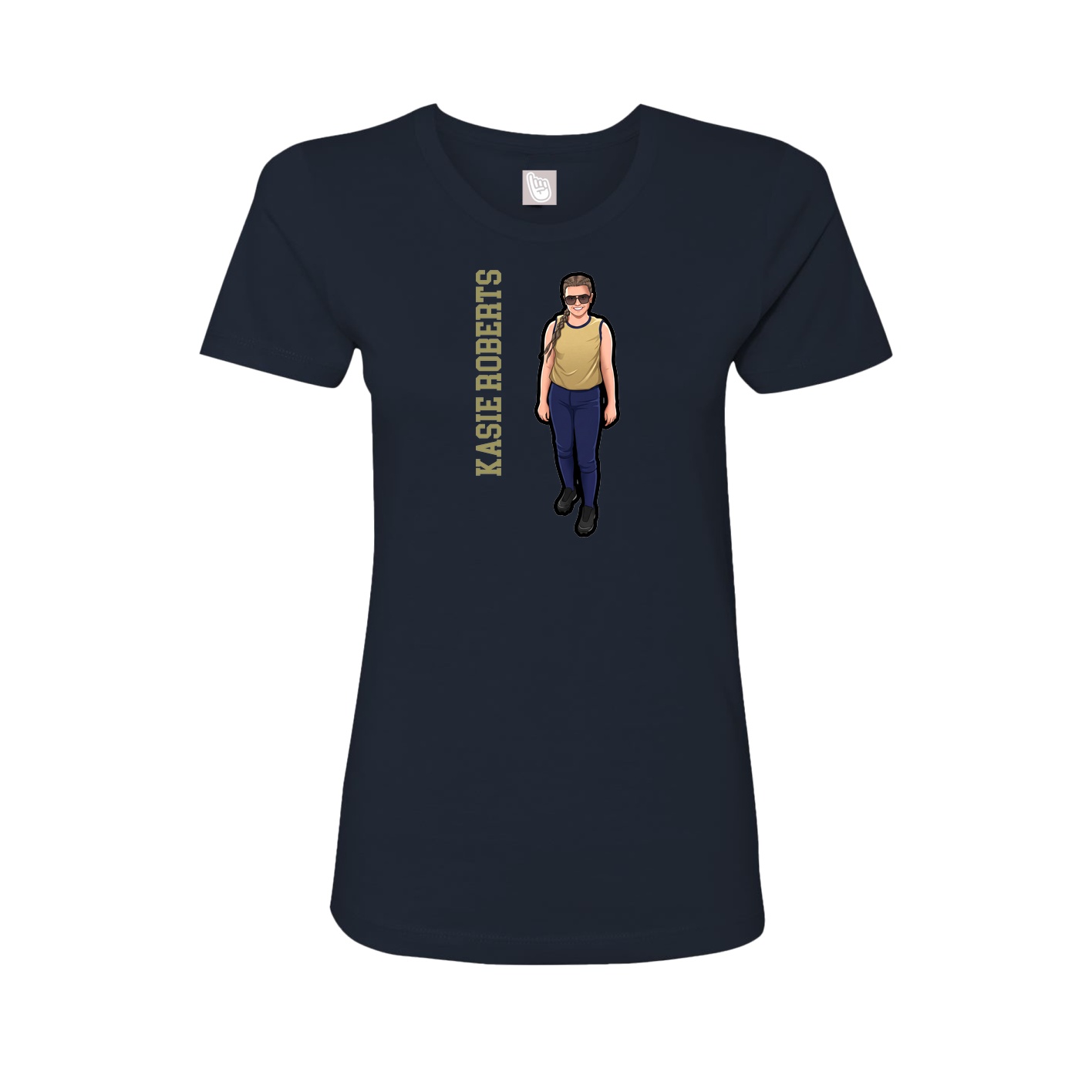Fitted Women's Tee — Name Vertical in Navy