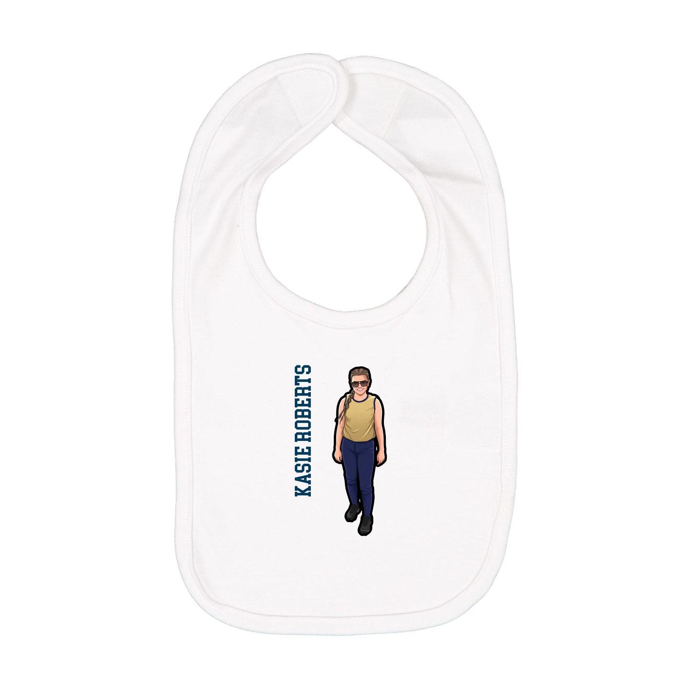 Infant Bib — Name Vertical in White