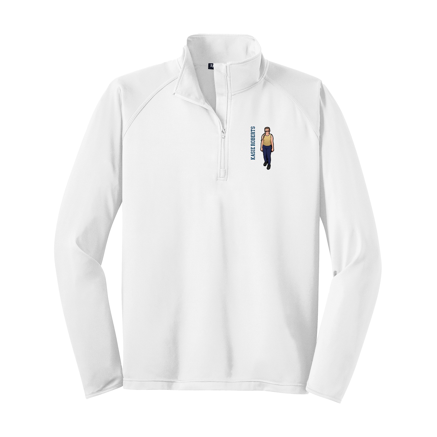 Q-Zip Pullover — Name Vertical in White
