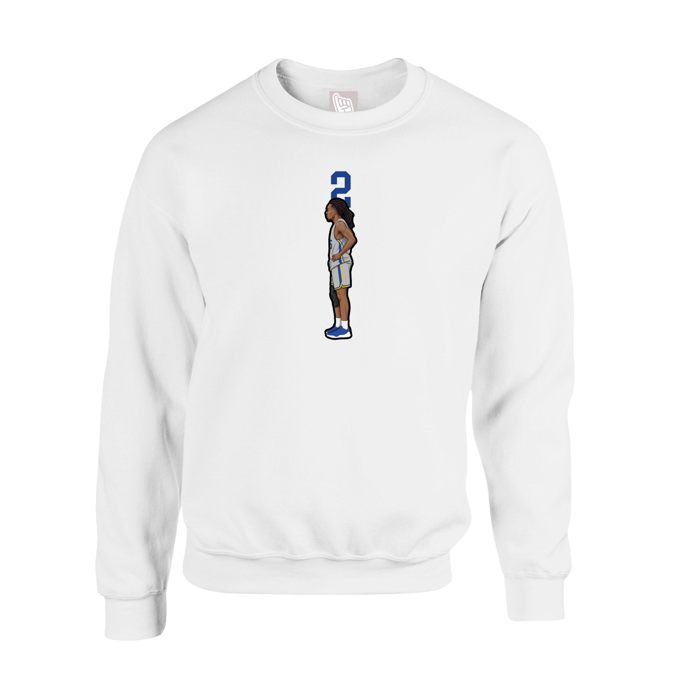 Fleece Crew — Number Top in White