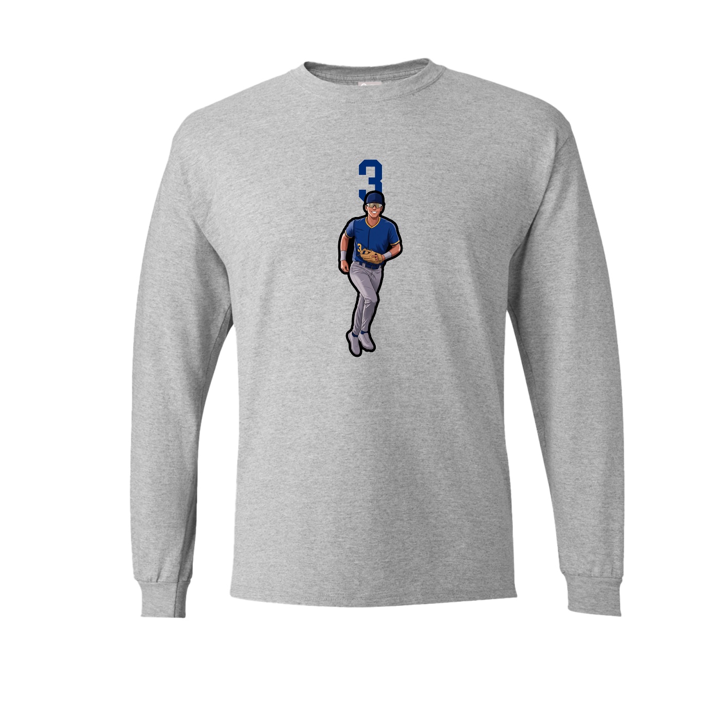 Long Sleeve Tee — Number Top in Grey