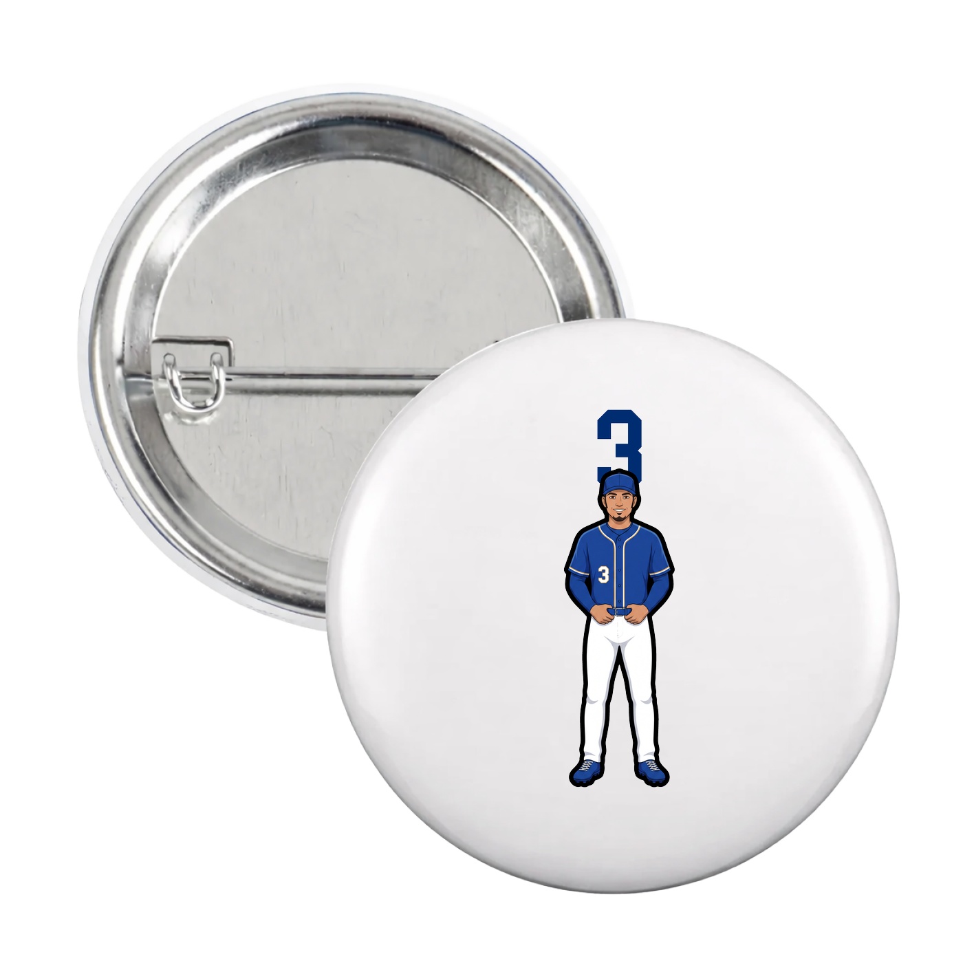Game Day Button — Number Top in White