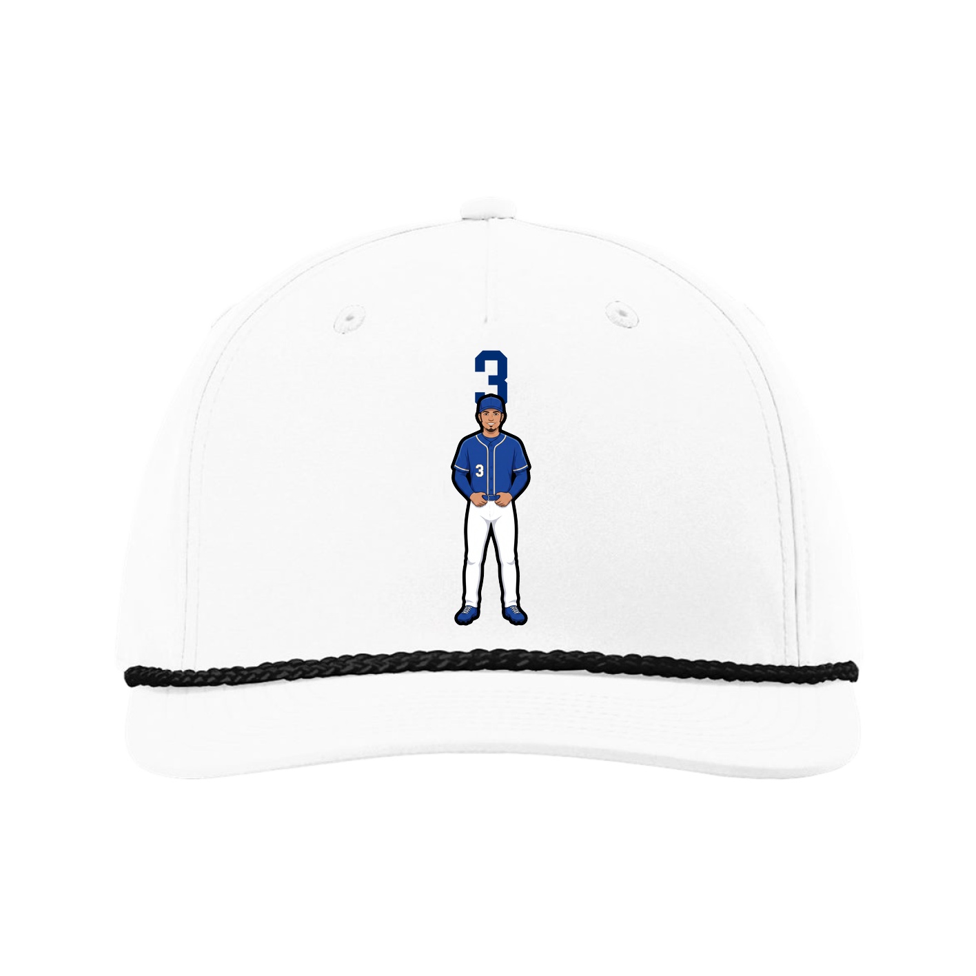 Five-Panel Classic Rope Cap — Number Top in White