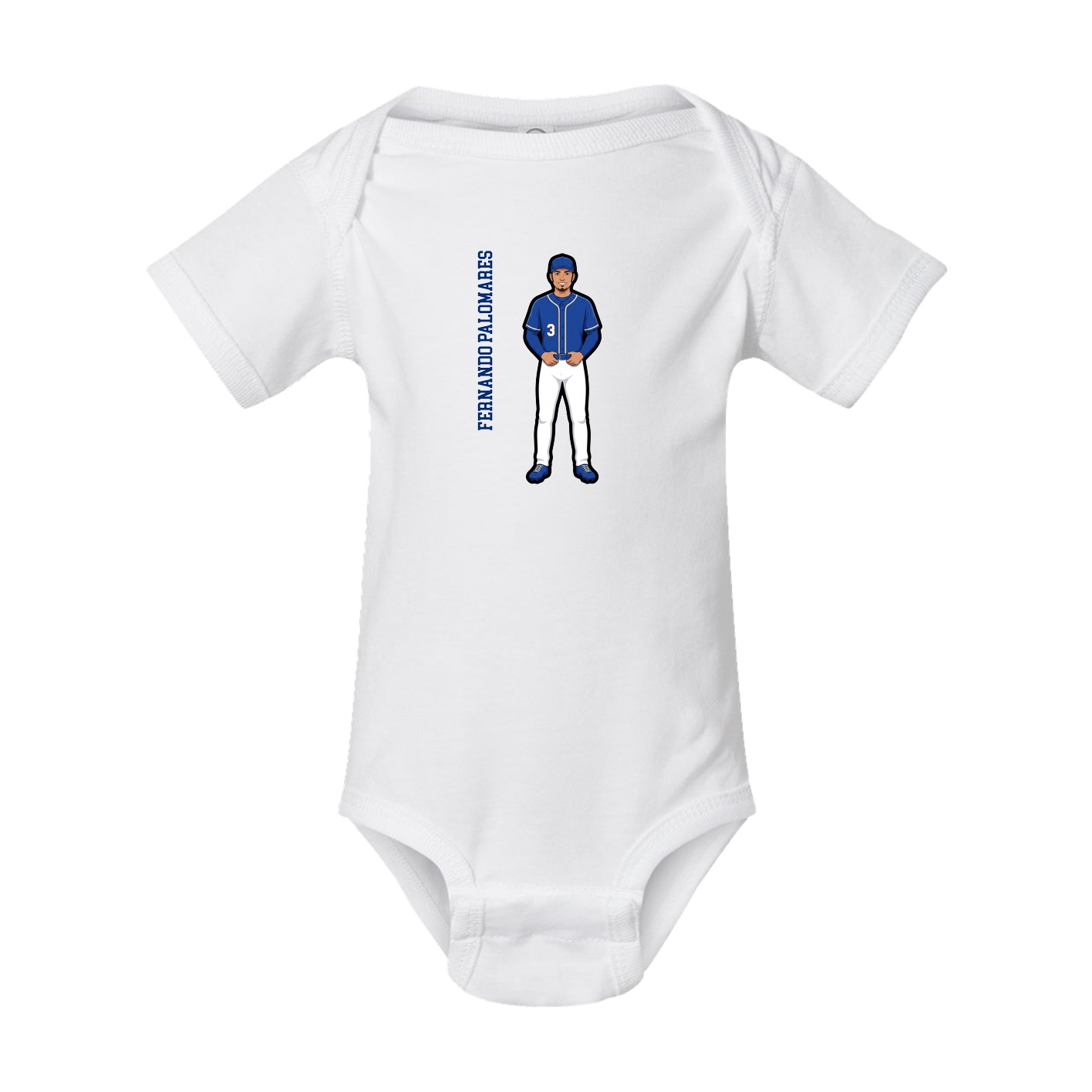 Baby Onesie — Name Vertical in White