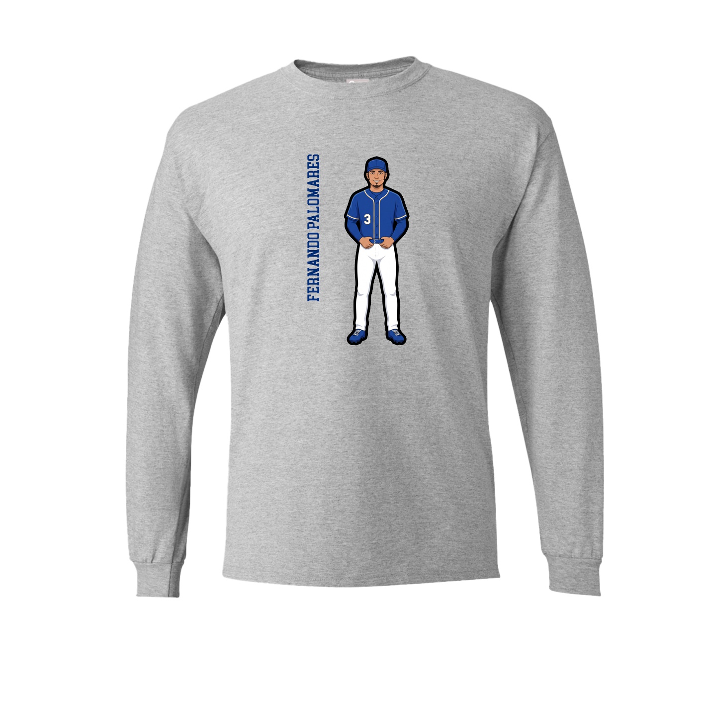 Long Sleeve Tee — Name Vertical in Grey