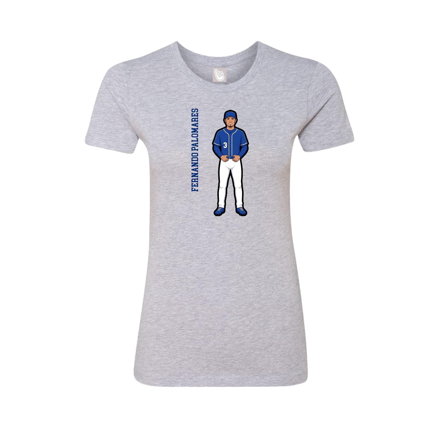 Fitted Women's Tee — Name Vertical in Grey