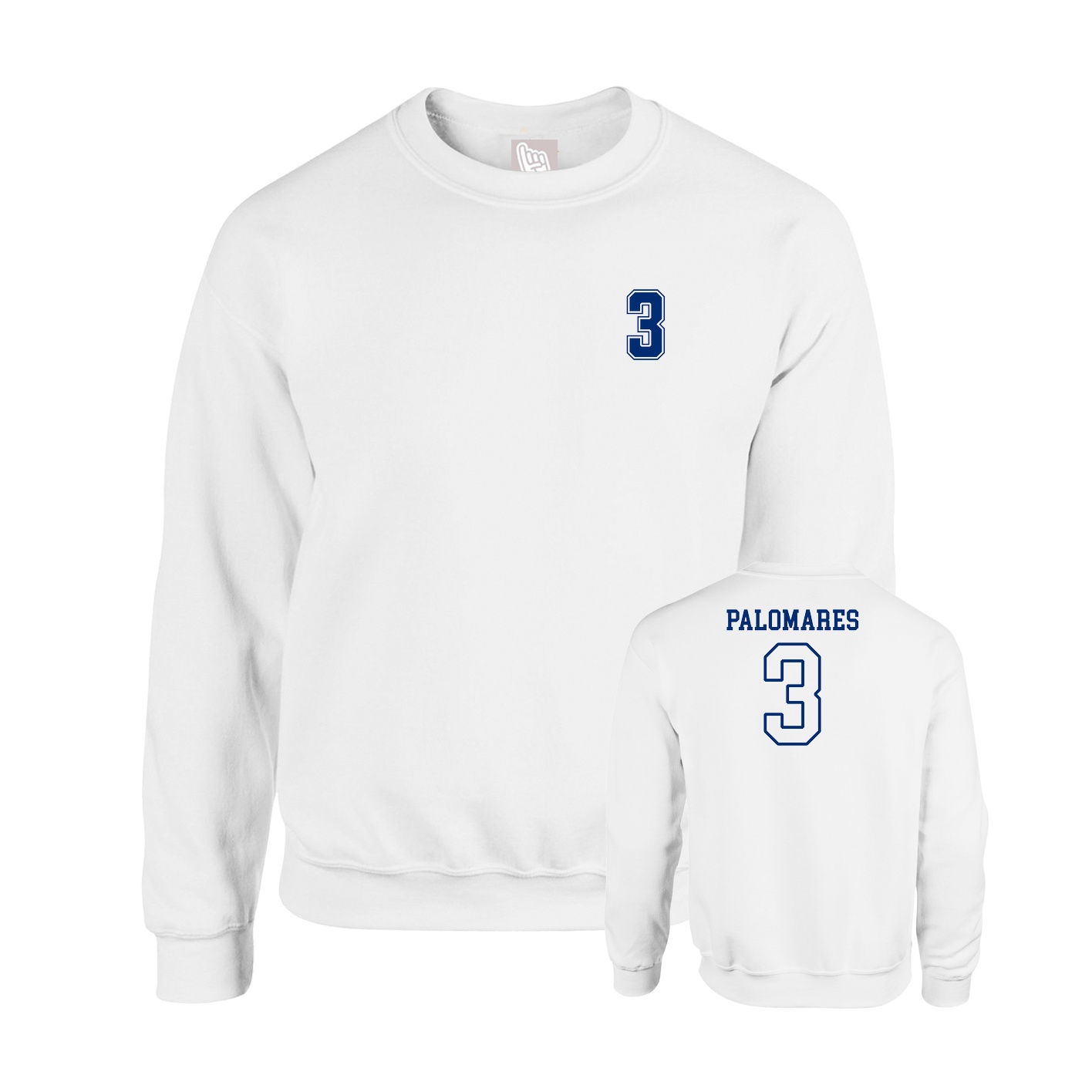 Fleece Crew — Chest Back in White
