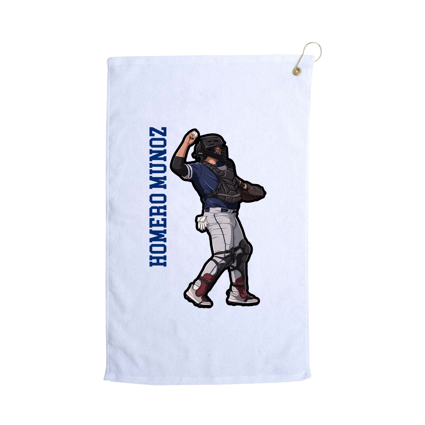 Golf Towel — Name Vertical in White