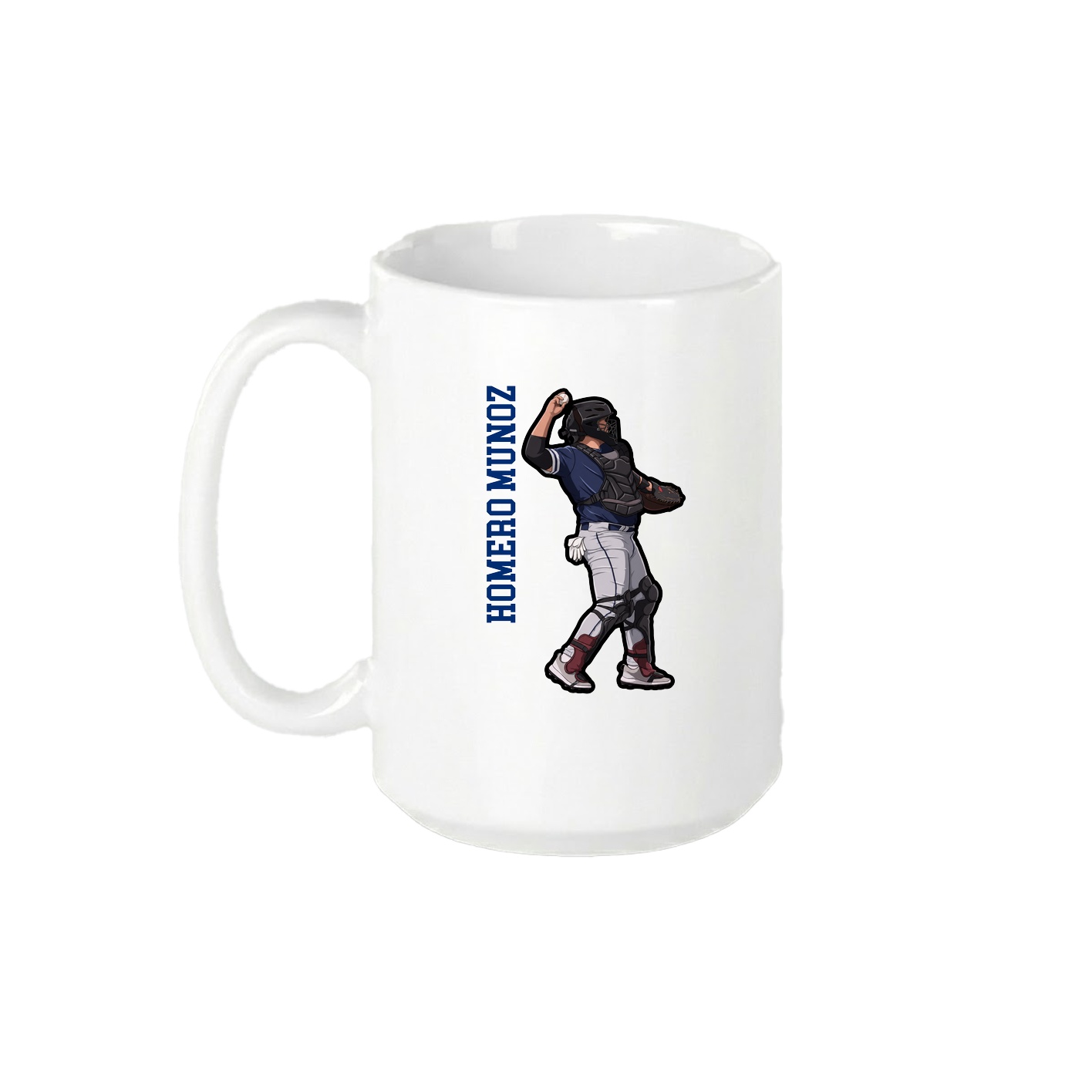 15oz Coffee Mug — Name Vertical in White