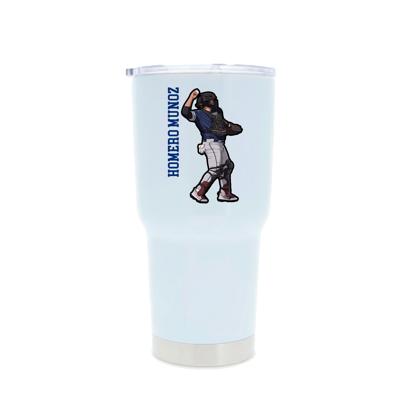 30oz Stainless Steel Tumbler — Name Vertical in White
