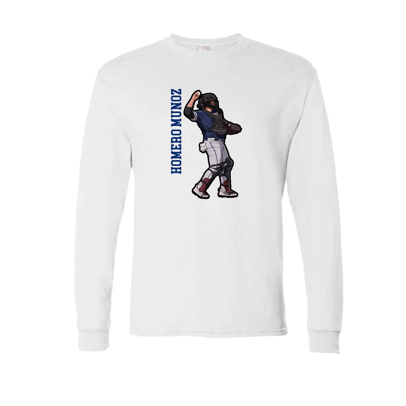 Long Sleeve Tee — Name Vertical in White