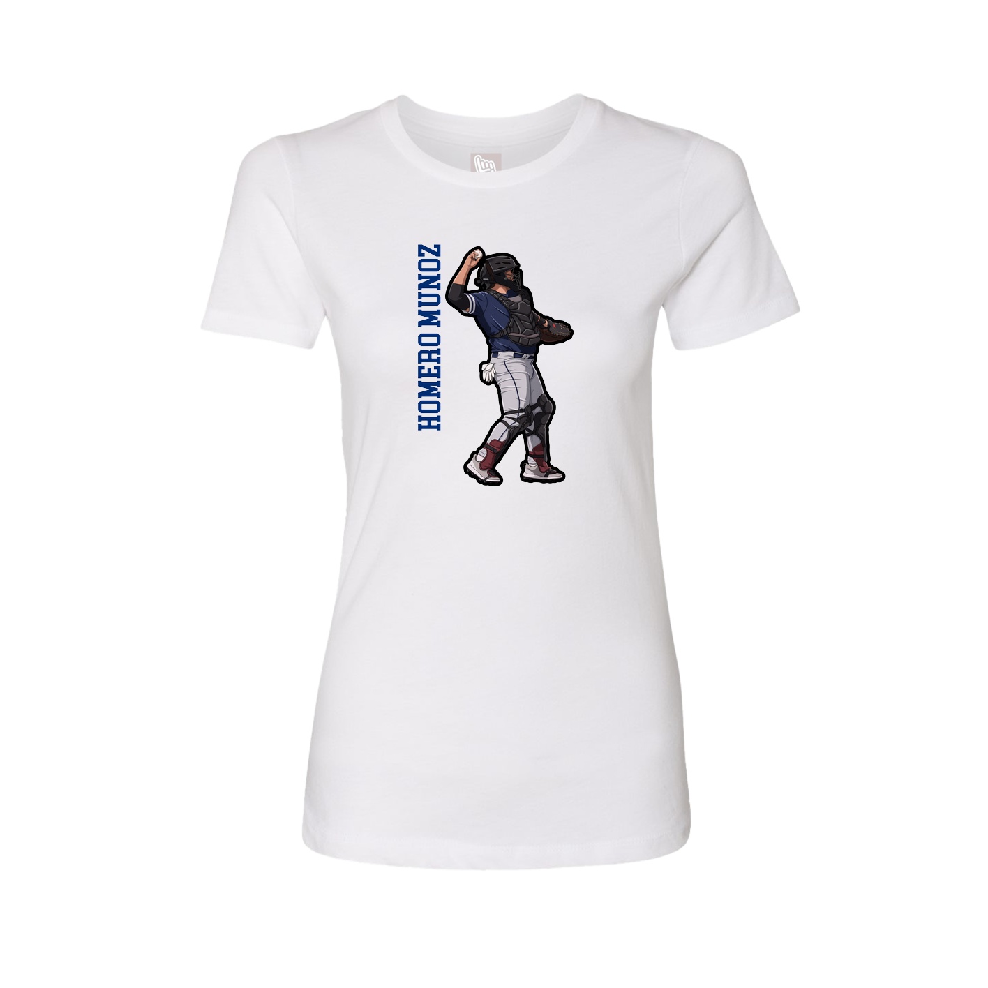 Fitted Women's Tee — Name Vertical in White