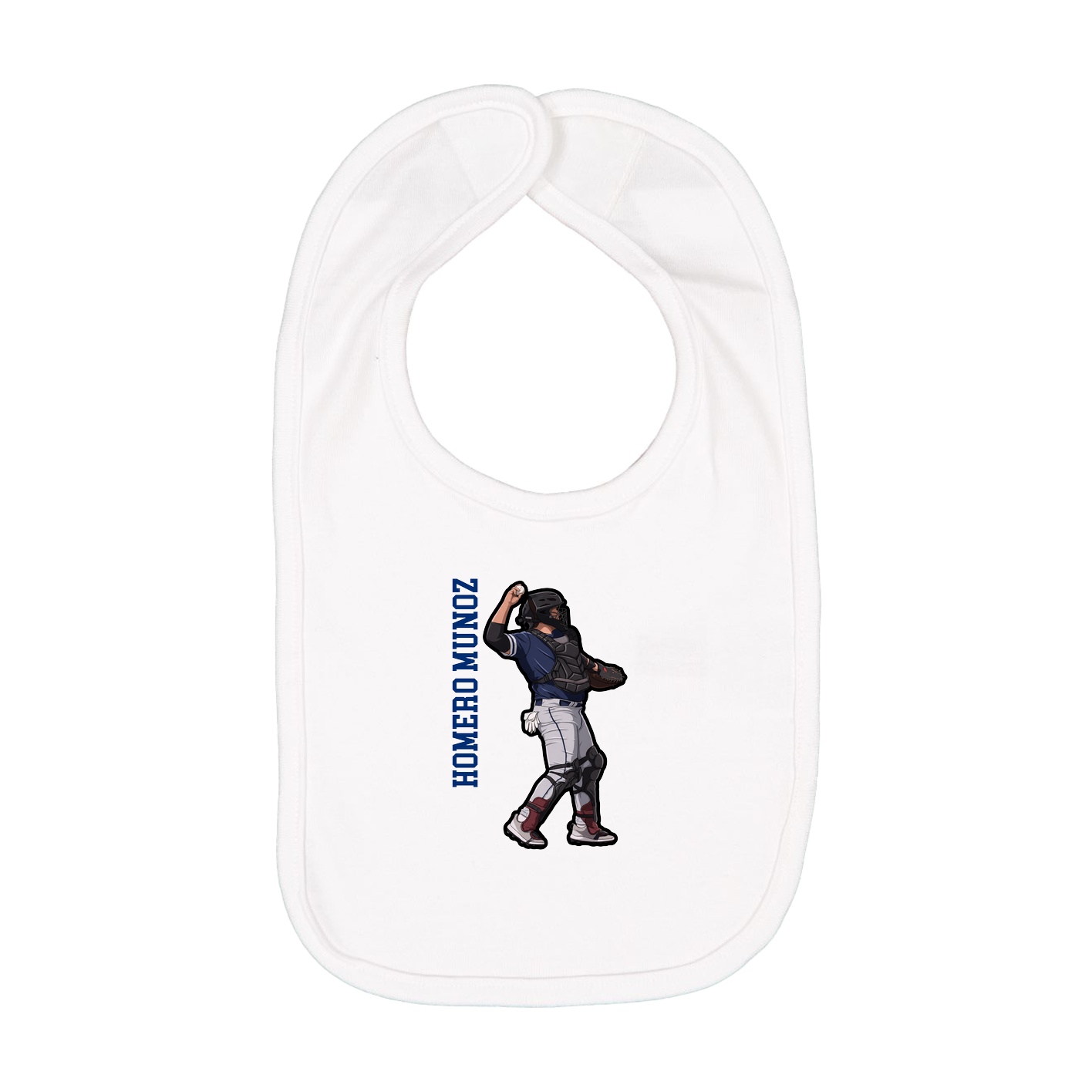 Infant Bib — Name Vertical in White