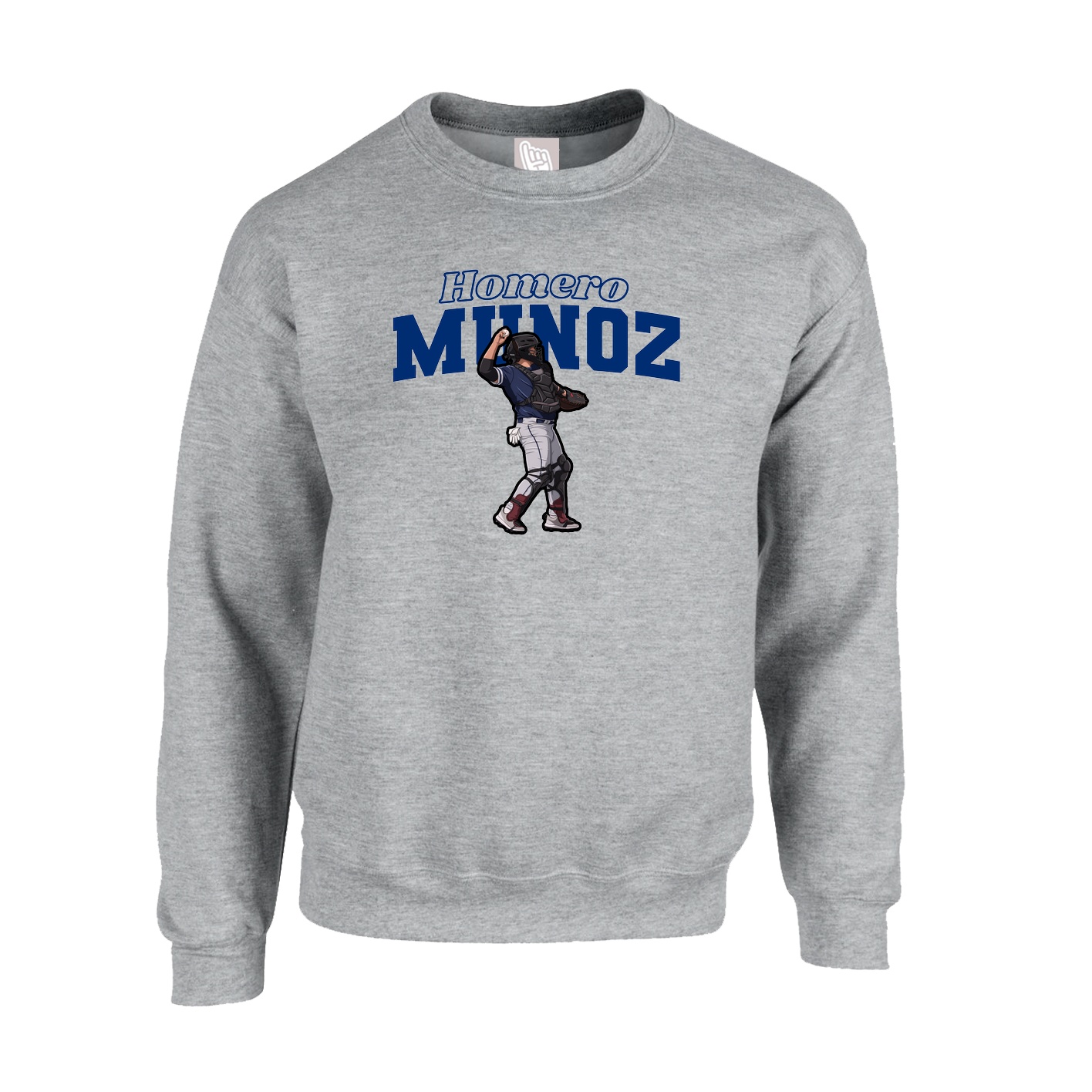Fleece Crew — Name Arch in Grey