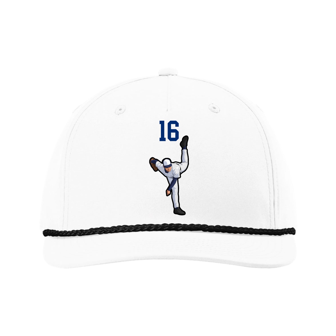 Five-Panel Classic Rope Cap — Number Top in White