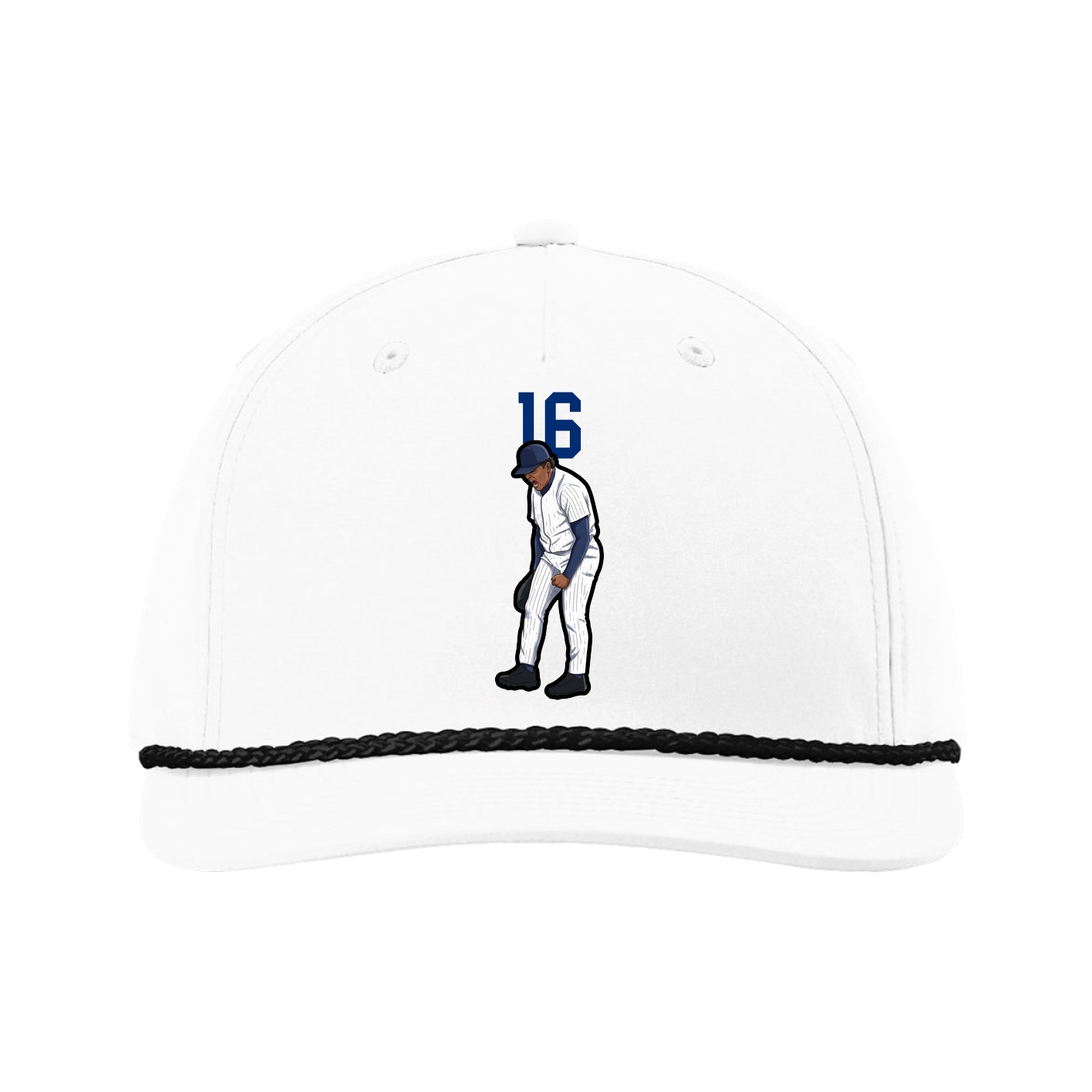 Five-Panel Classic Rope Cap — Number Top in White