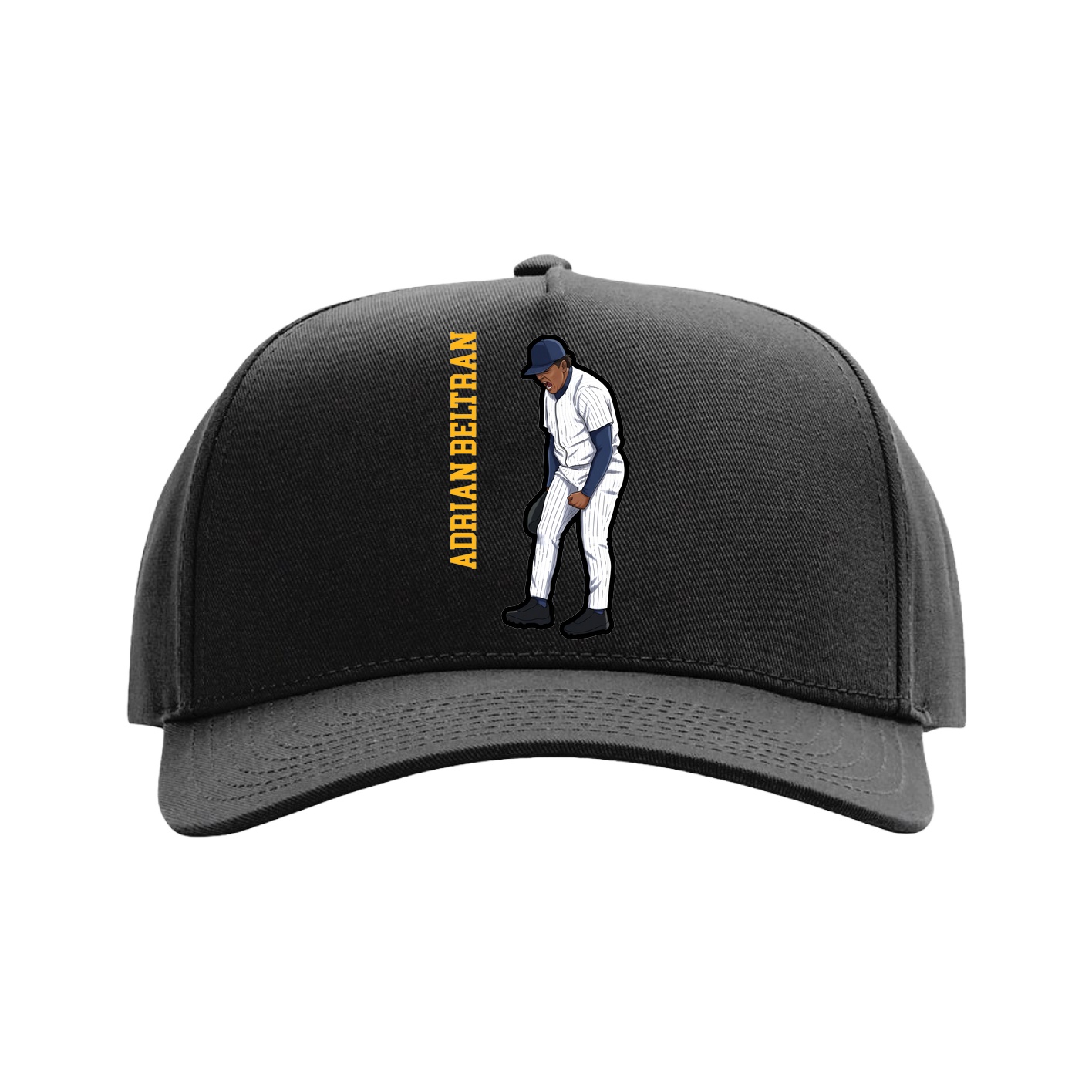 Full Fabric Five-Panel Champ Cap — Name Vertical in Black