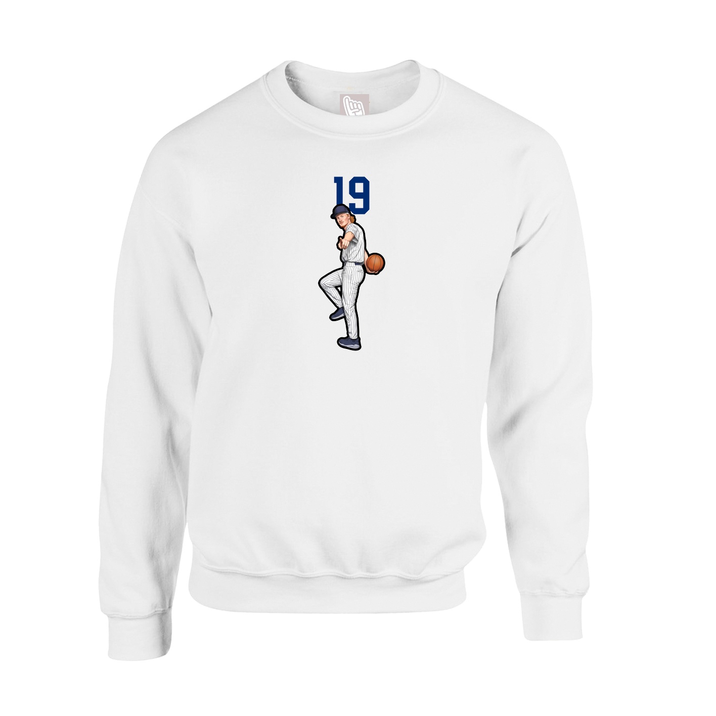 Fleece Crew — Number Top in White