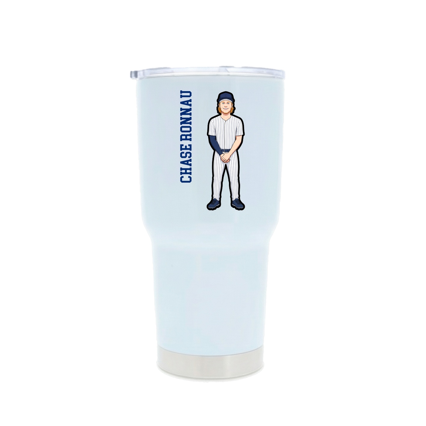 30oz Stainless Steel Tumbler — Name Vertical in White