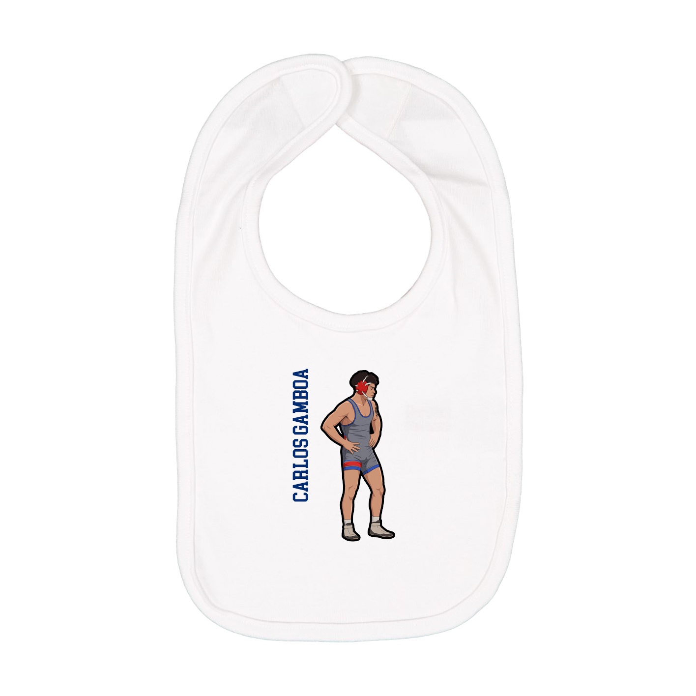 Infant Bib — Name Vertical in White