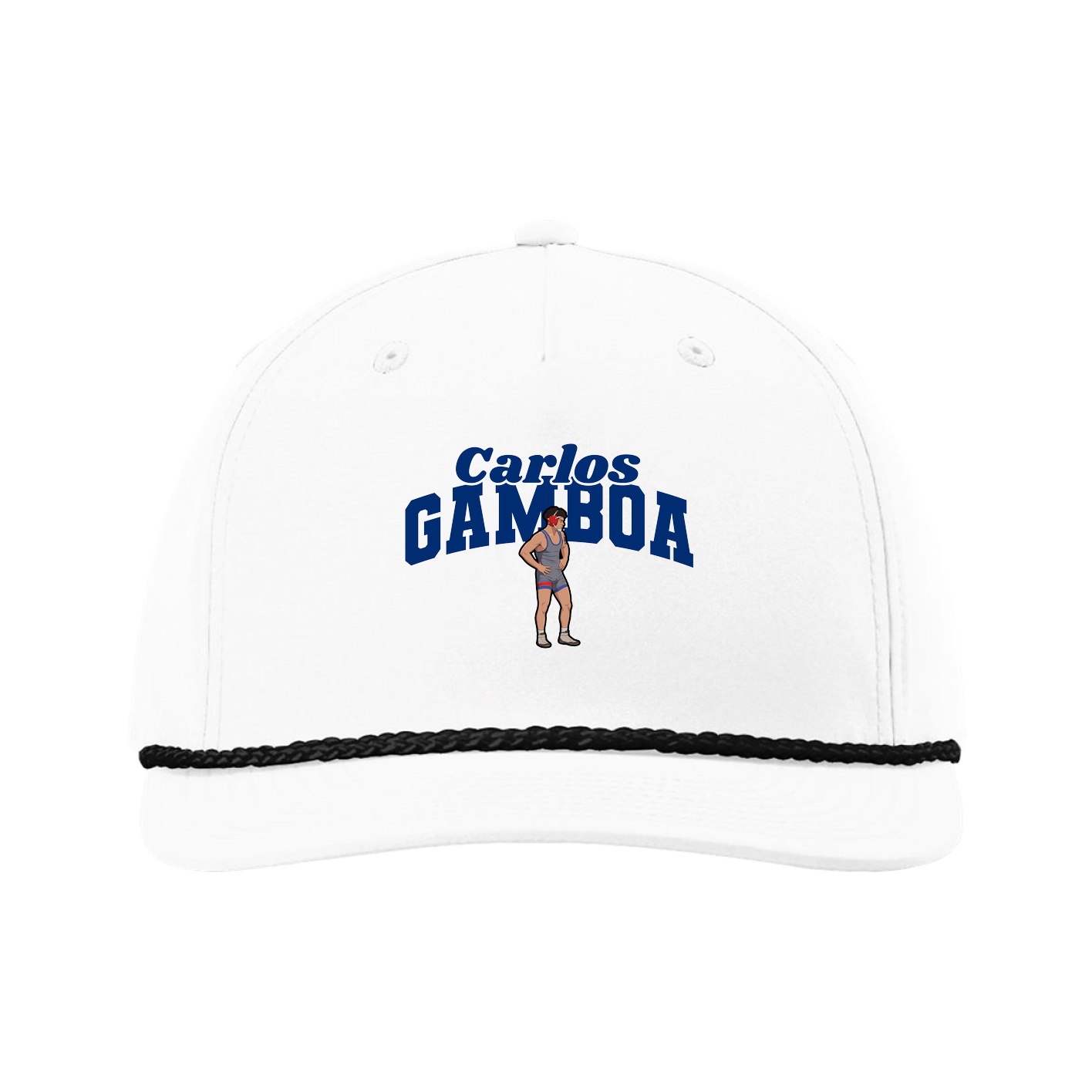 Five-Panel Classic Rope Cap — Signature Arch in White